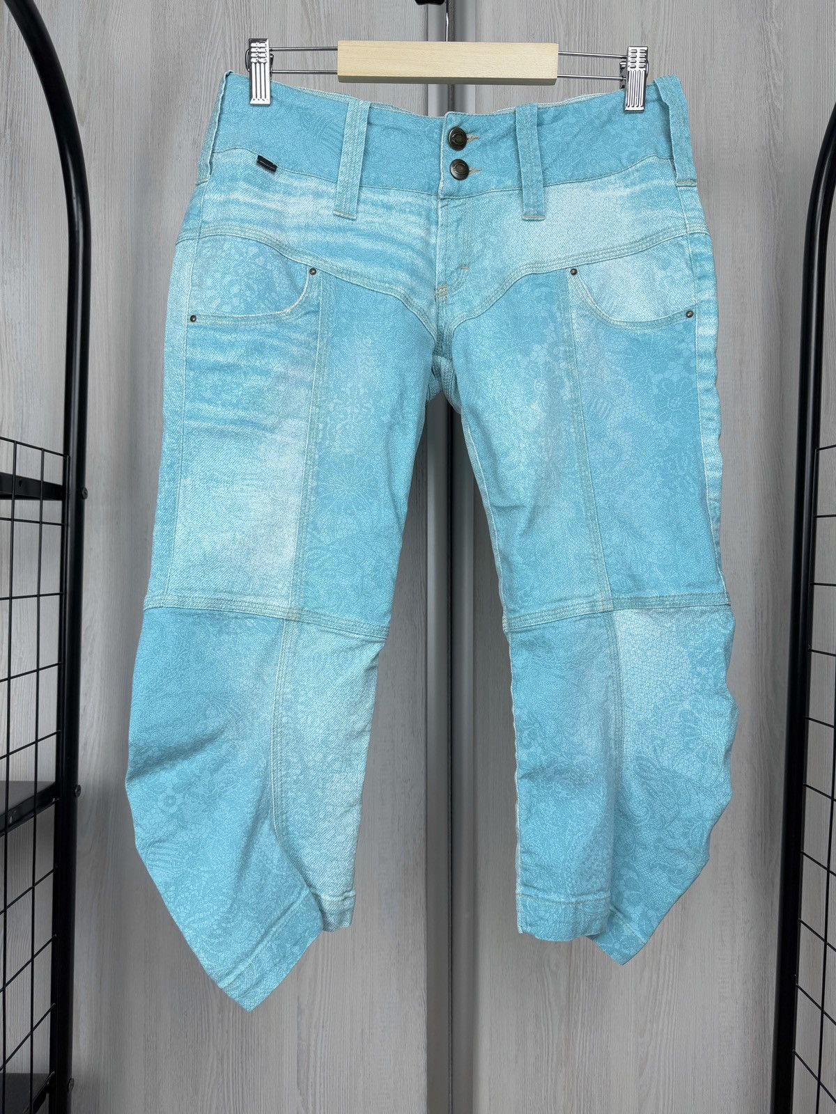Just Cavalli Just Cavalli blue pattern patchwork half pants capri shorts Size 28" / US 6 / IT 42 - 3 Thumbnail