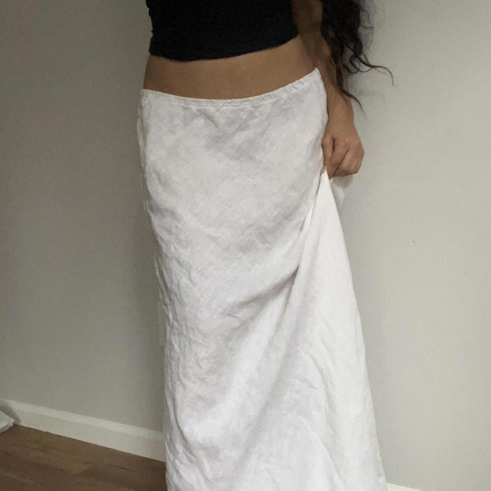Other womens large White linen maxi skirt with elastic waistband Size 36" / US 14 / IT 50 - 5 Thumbnail