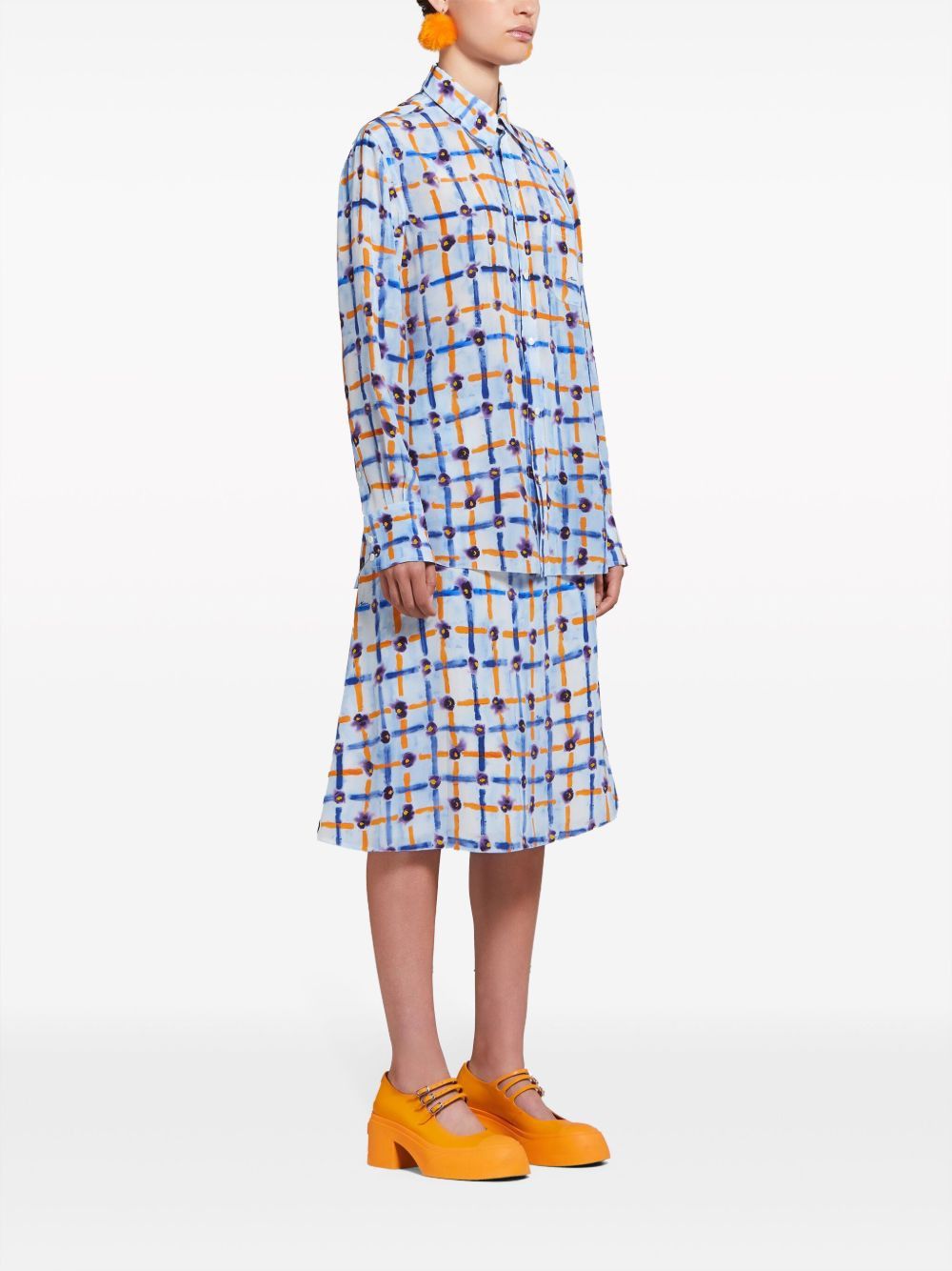 Marni o1w1db10125 Graphic Print Midi Skirt in Multicolor Size 26" / US 2 / IT 38 - 3 Thumbnail