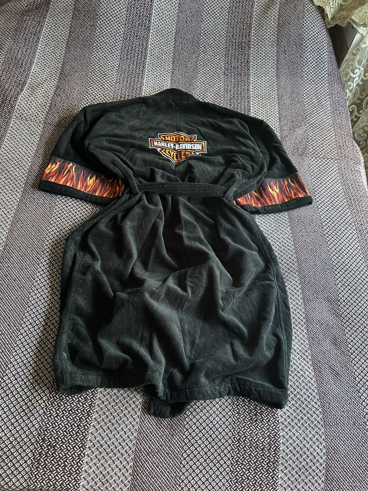Vintage Harley Davidson Flame Print Robe Rare Loungewear One Size Size 36 - 3 Thumbnail
