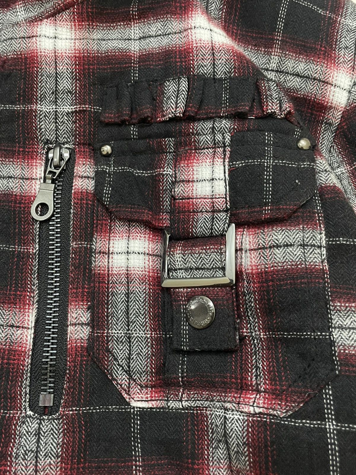 In the Attic Archive Plaid Fur Hood Bomber Jacket Grunge