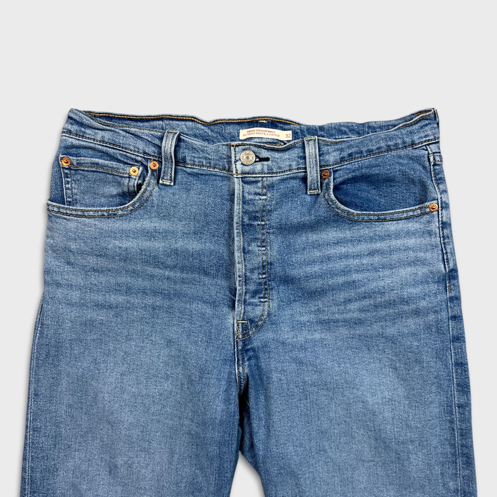 Levi's × Vintage Levi's Ribcage Straight Ankle Jeans High Rise Distress Denim Size 32" / US 10 / IT 46 - 2 Thumbnail