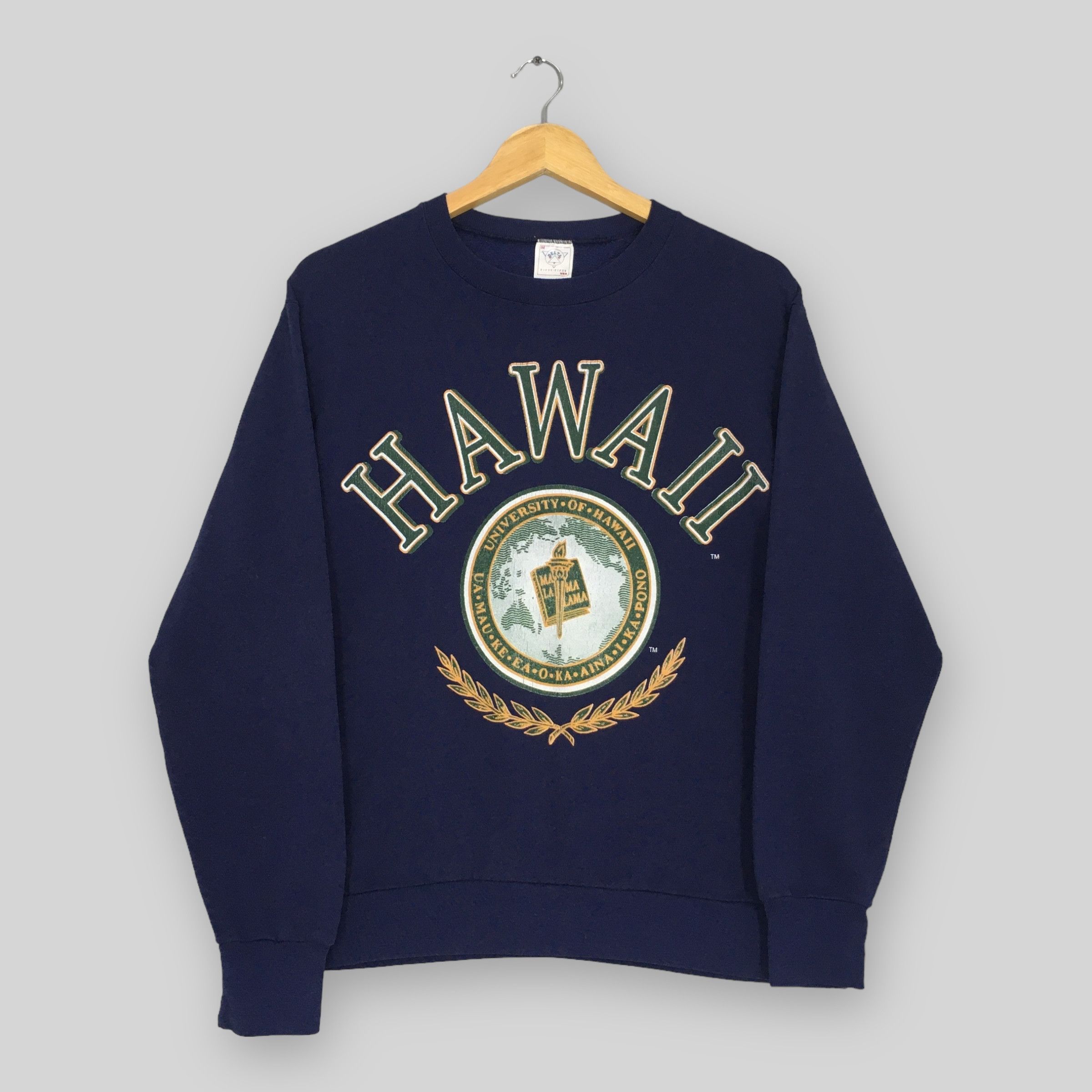 Vintage Vintage 90s University Of Hawaii Blue Sweatshirt Medium Size US M / EU 48-50 / 2 - 1 Thumbnail