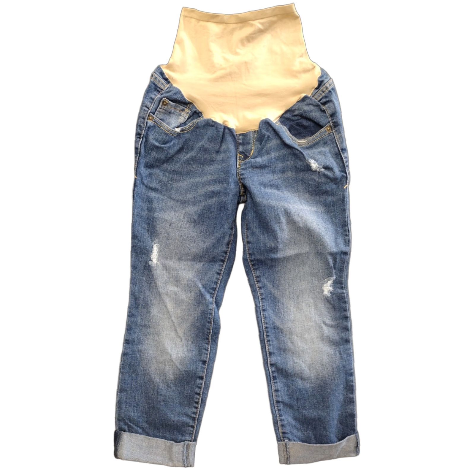 Old Navy VINTAGE Old Navy Distressed Cuffed Women's Blue Denim Maternity Capri Jeans Size 2 Size 26" / US 2 / IT 38 - 1 Thumbnail