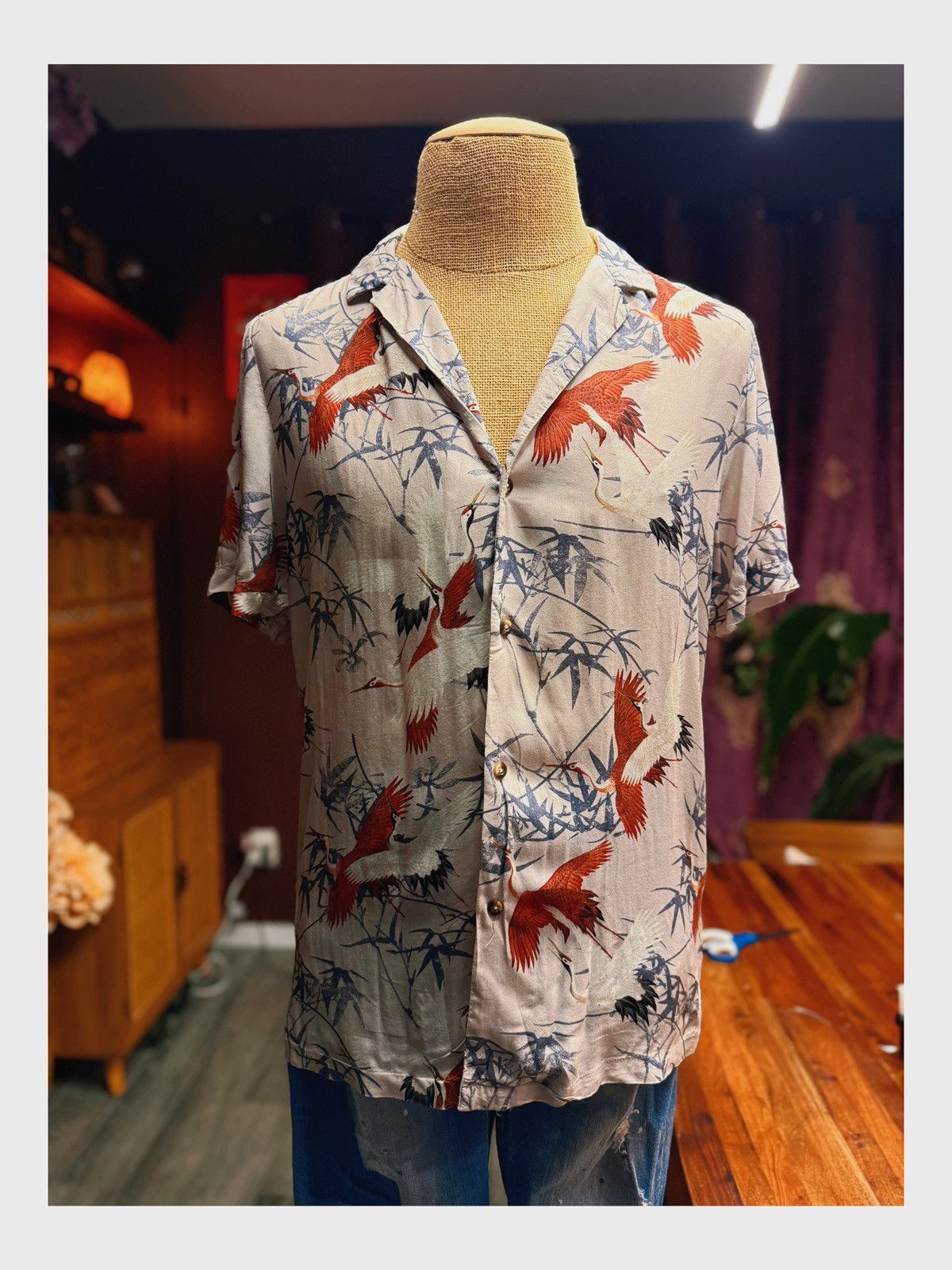 Asos ASOS DESIGN Crane & Bamboo Print Shirt – Size M Size US M / EU 48-50 / 2 - 2 Thumbnail