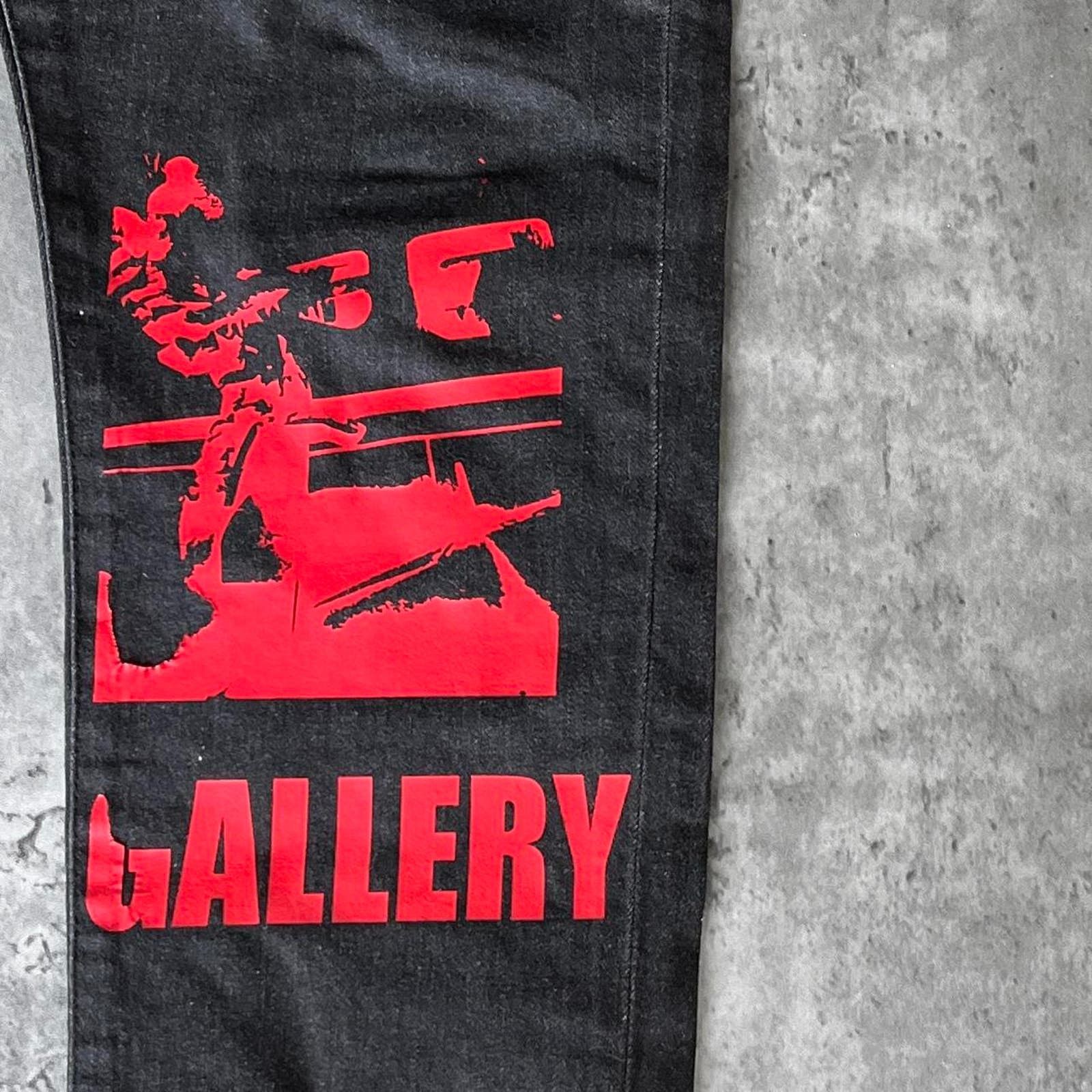 Japanese Brand × Vintage Y2K Pardonne Gallery Black & Red Streetwear Denim Jeans Size US 31 - 4 Thumbnail