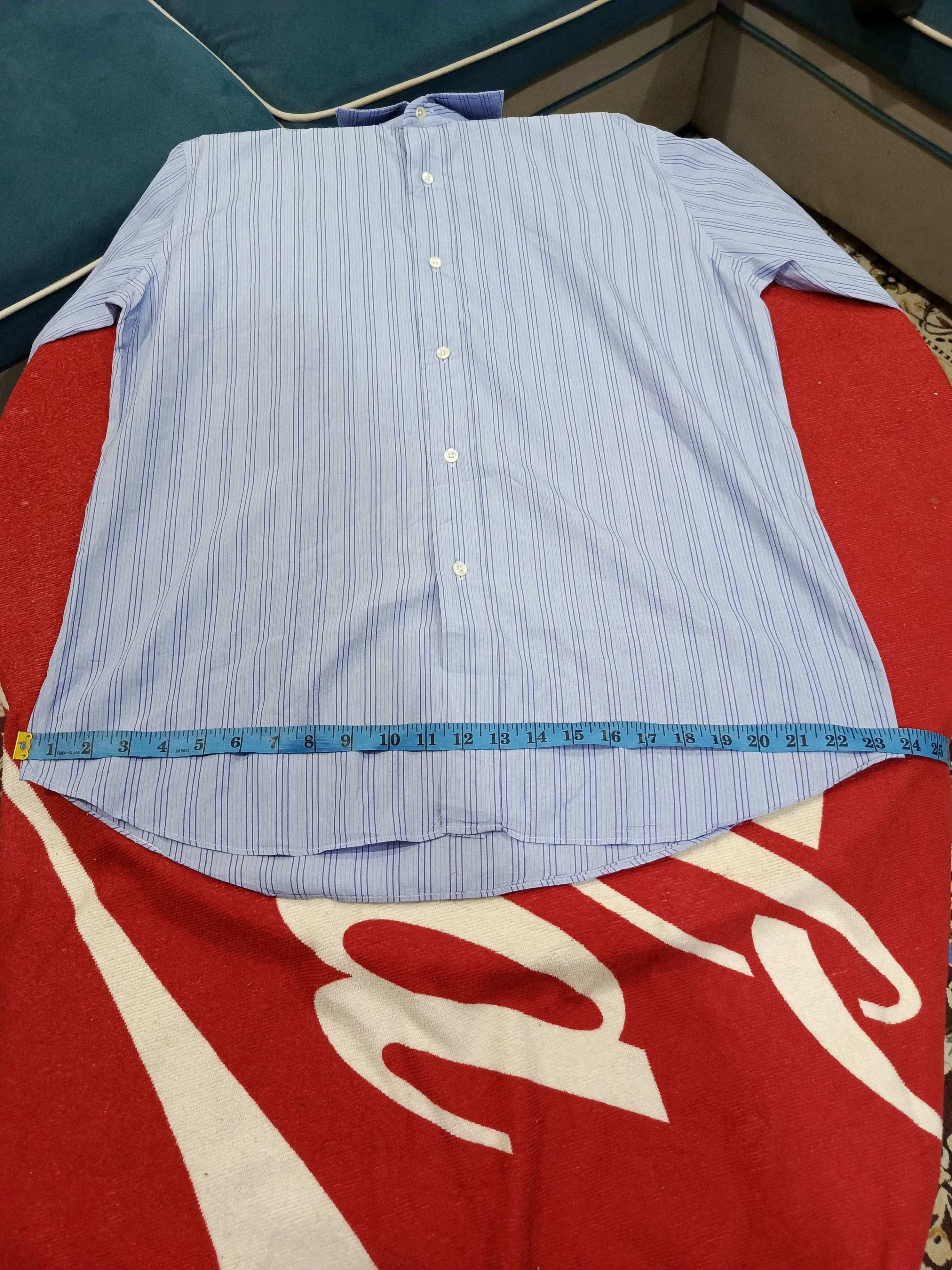 Hermes Hermès Men's Light Blue Vertical Striped Long Sleeve Dres Size US XL / EU 56 / 4 - 12 Thumbnail