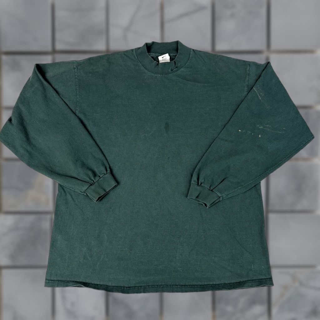Nike VINTAGE Nike Shirt Adult XL Green Swoosh Logo Distressed Y2K Mock Neck 90s Rare Mens Size US XL / EU 56 / 4 - 1 Thumbnail