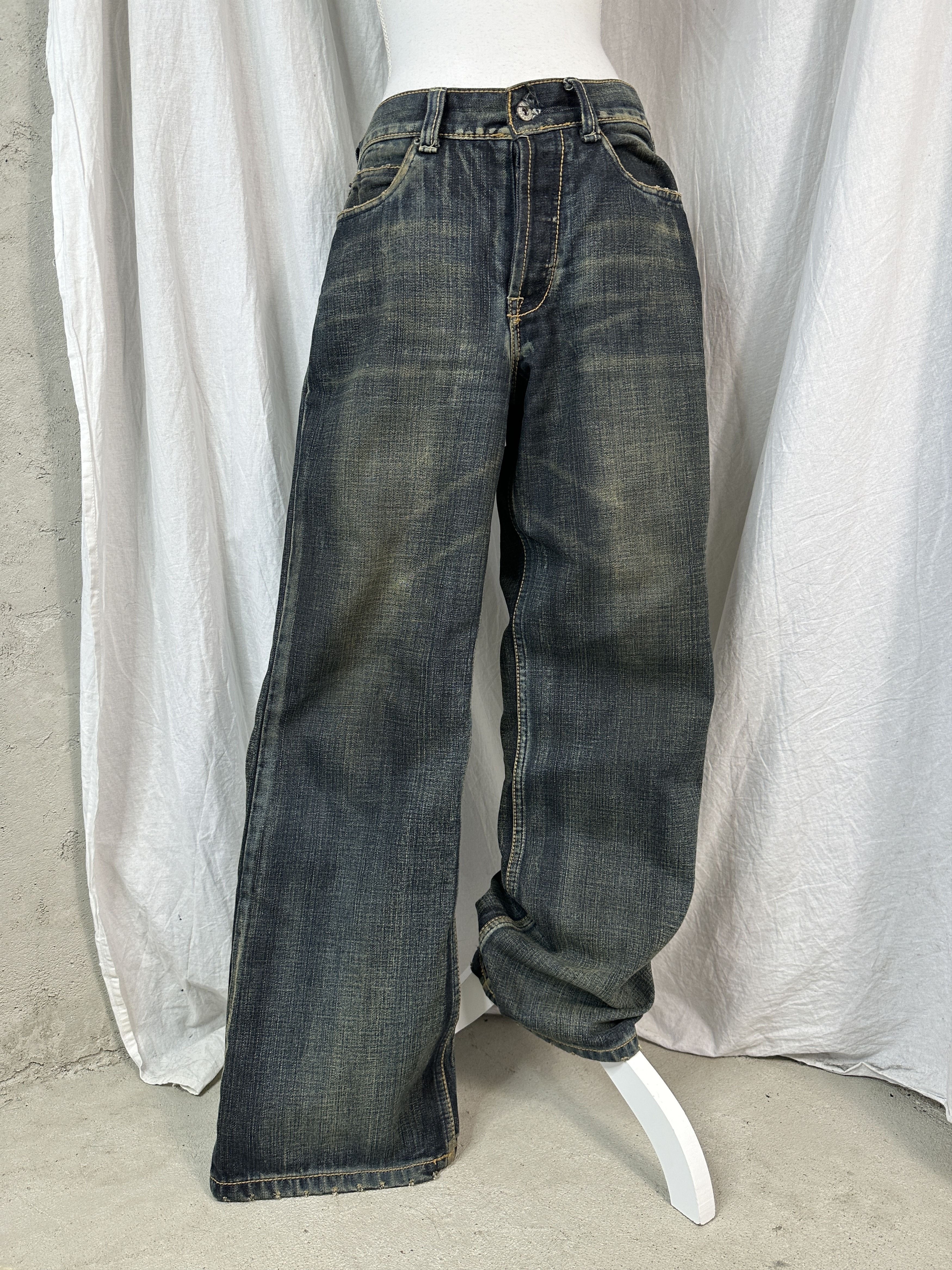 Vintage Vintage Flared Rotten Green Jeans Size 31" - 1 Thumbnail