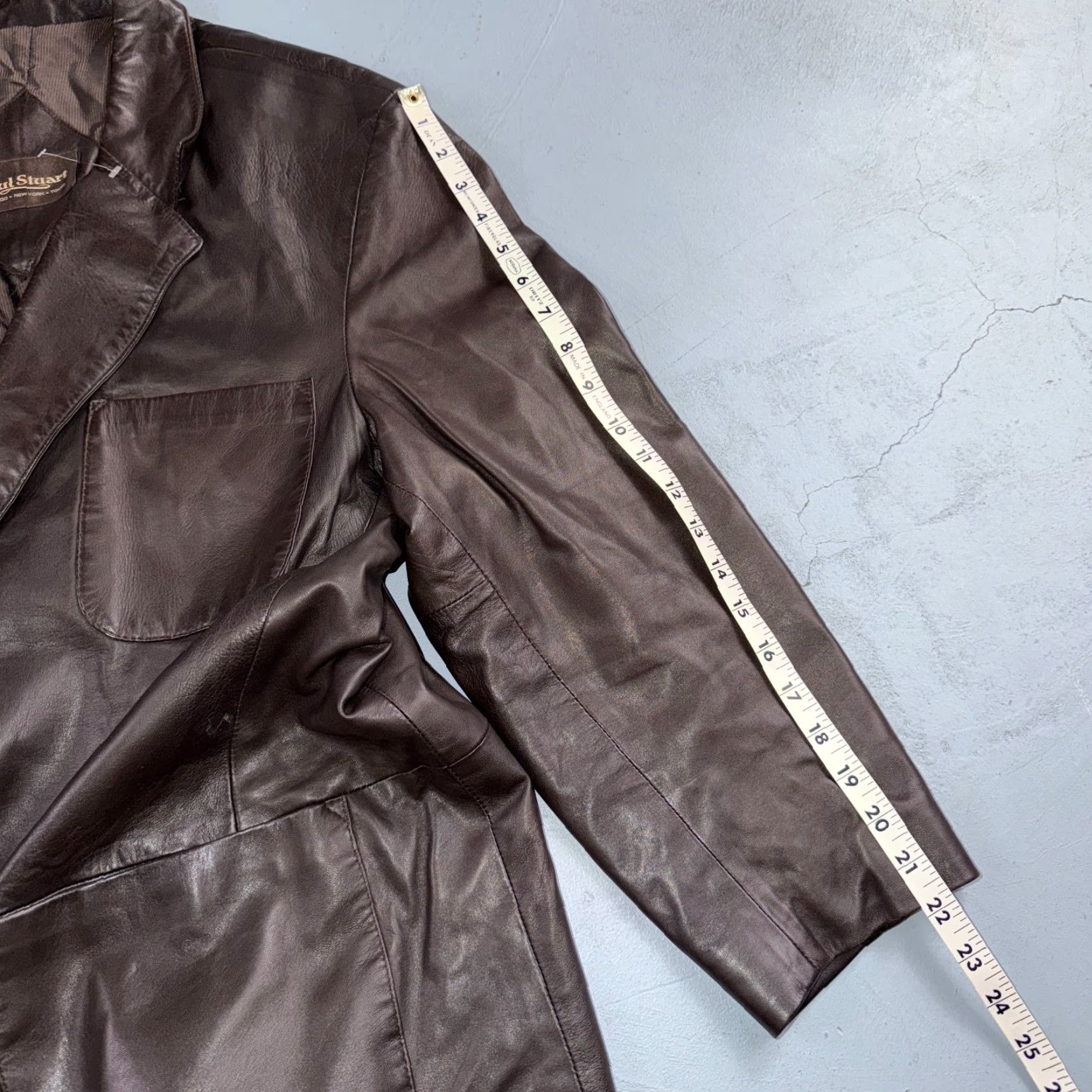 Paul Stuart VINTAGE Paul Stuart Brown Leather Blazer Jacket XL Classic Mid-Length Casual 80s Mens Size 46R - 5 Thumbnail