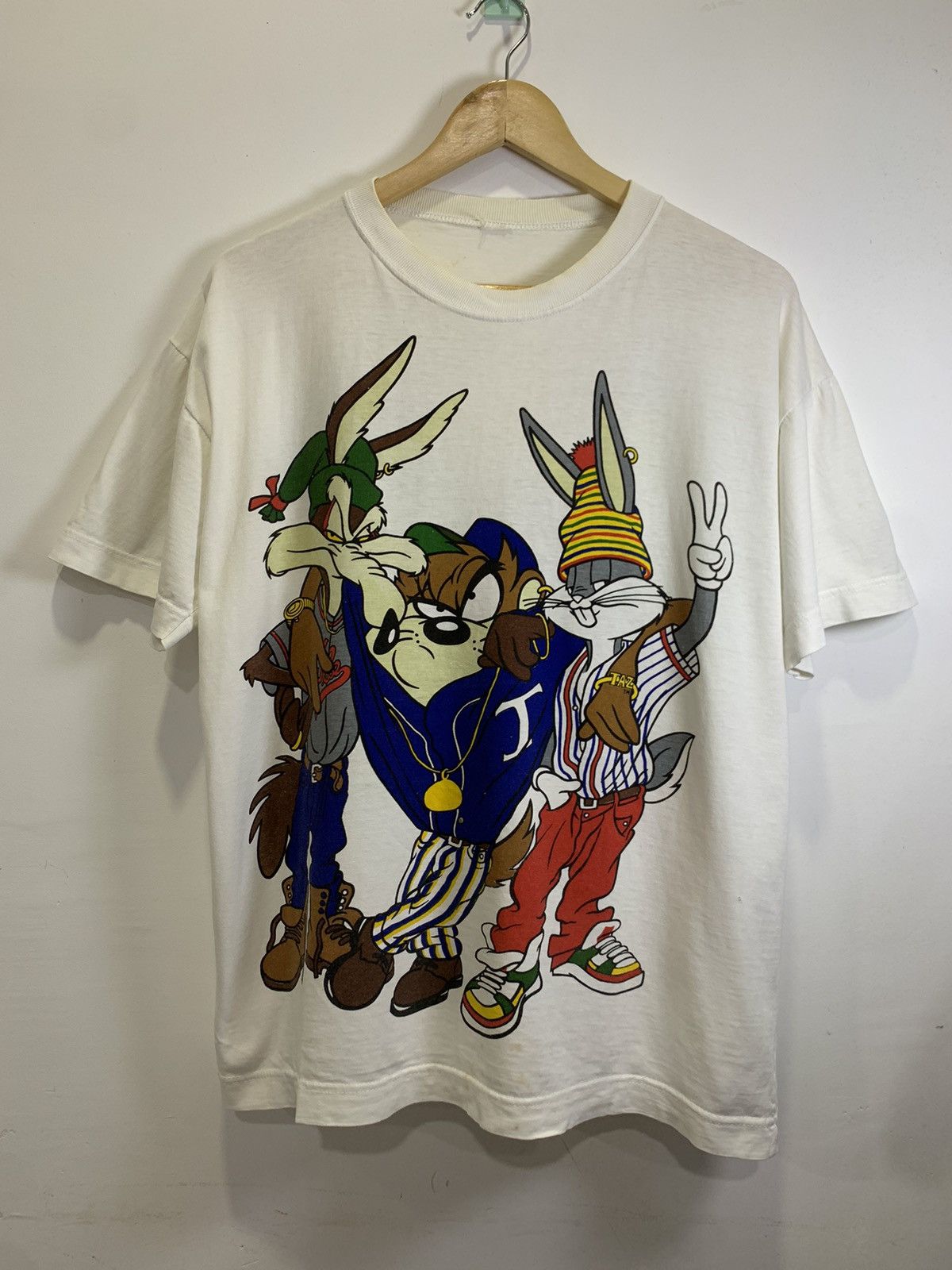 Cartoon Network × Vintage Vintage 90’s Looney Tunes Mirror Print Tshirt Size US L / EU 52-54 / 3 - 1 Thumbnail