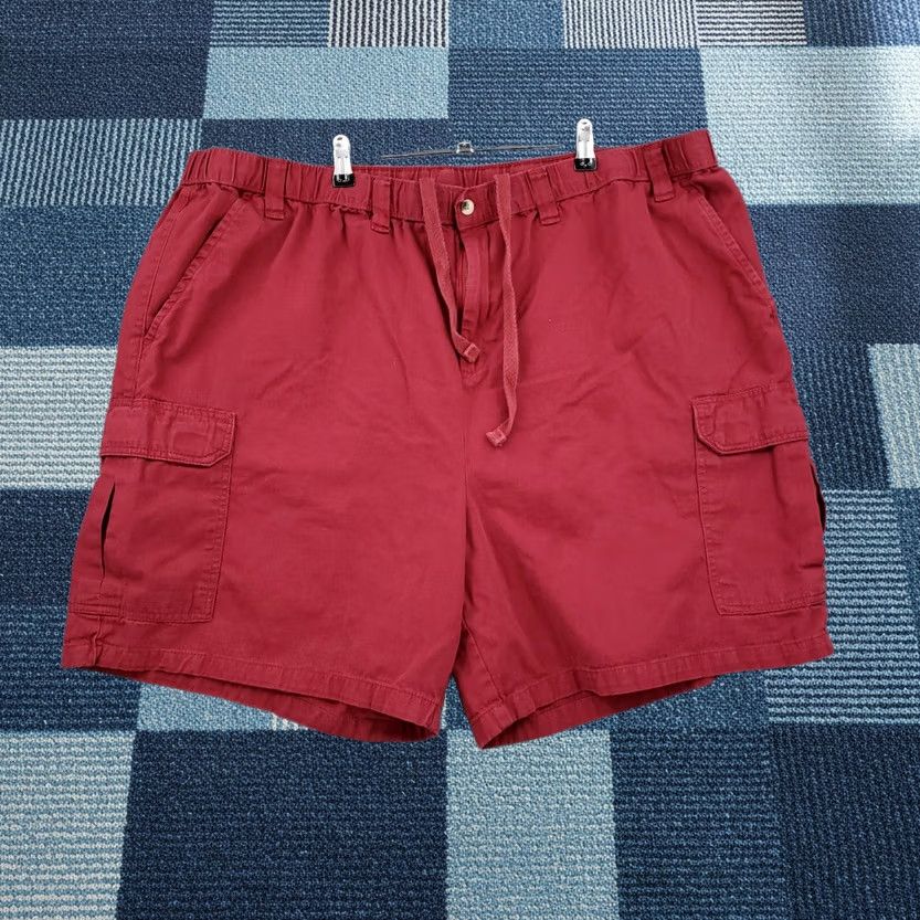 Vintage KINGSIZE Cargo Shorts Mens Big 3XLB Red Flat Front Utility Pocket Drawstring Size US 39 - 1 Thumbnail