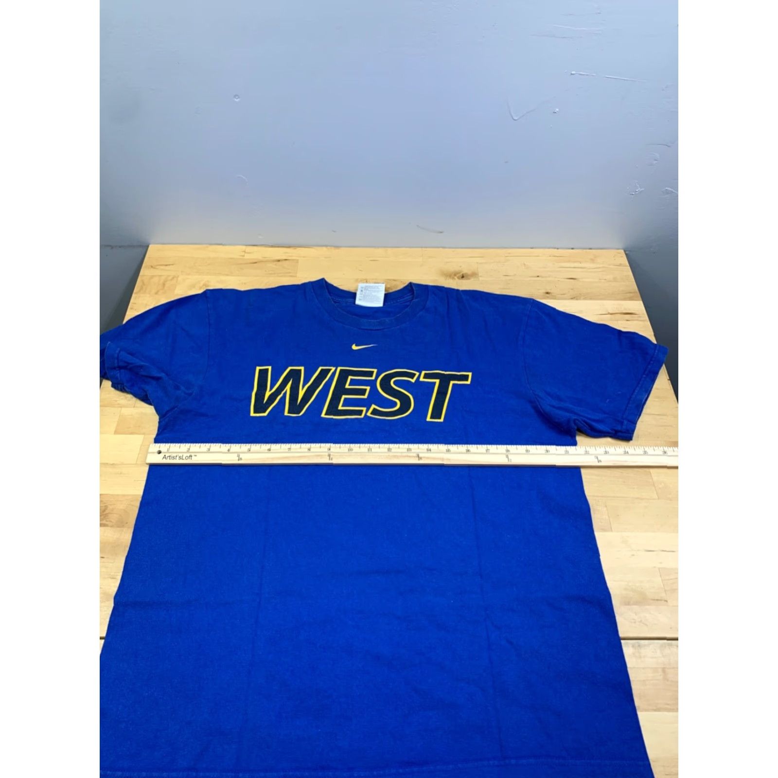 Nike VINTAGE Nike Shirt Mens M Blue Center Swoosh WEST Logo 90s Y2K 11454 Size US M / EU 48-50 / 2 - 5 Thumbnail