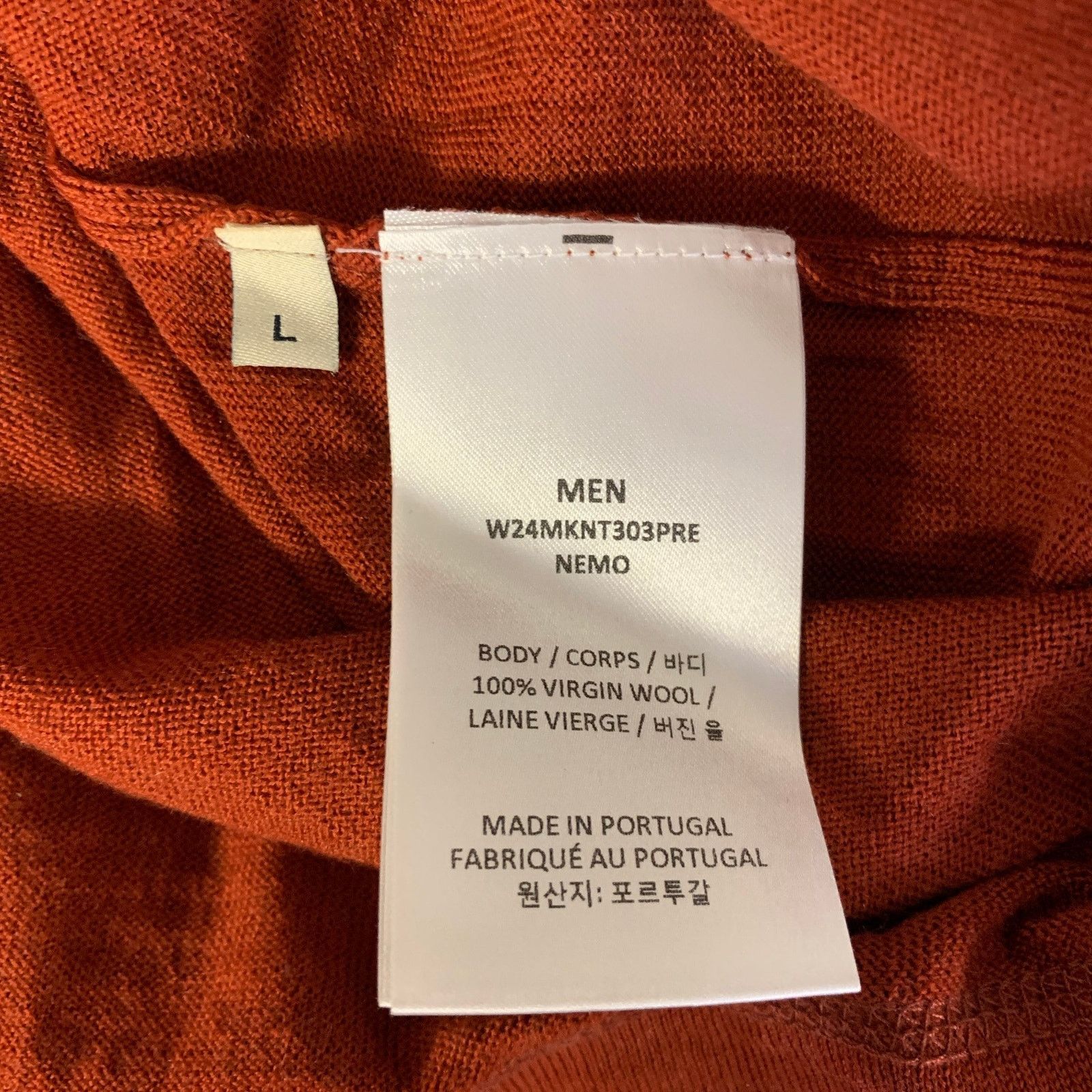 Officine Generale OFFICINE GENERALE Size L Orange Wool Pullover Size US L / EU 52-54 / 3 - 5 Thumbnail