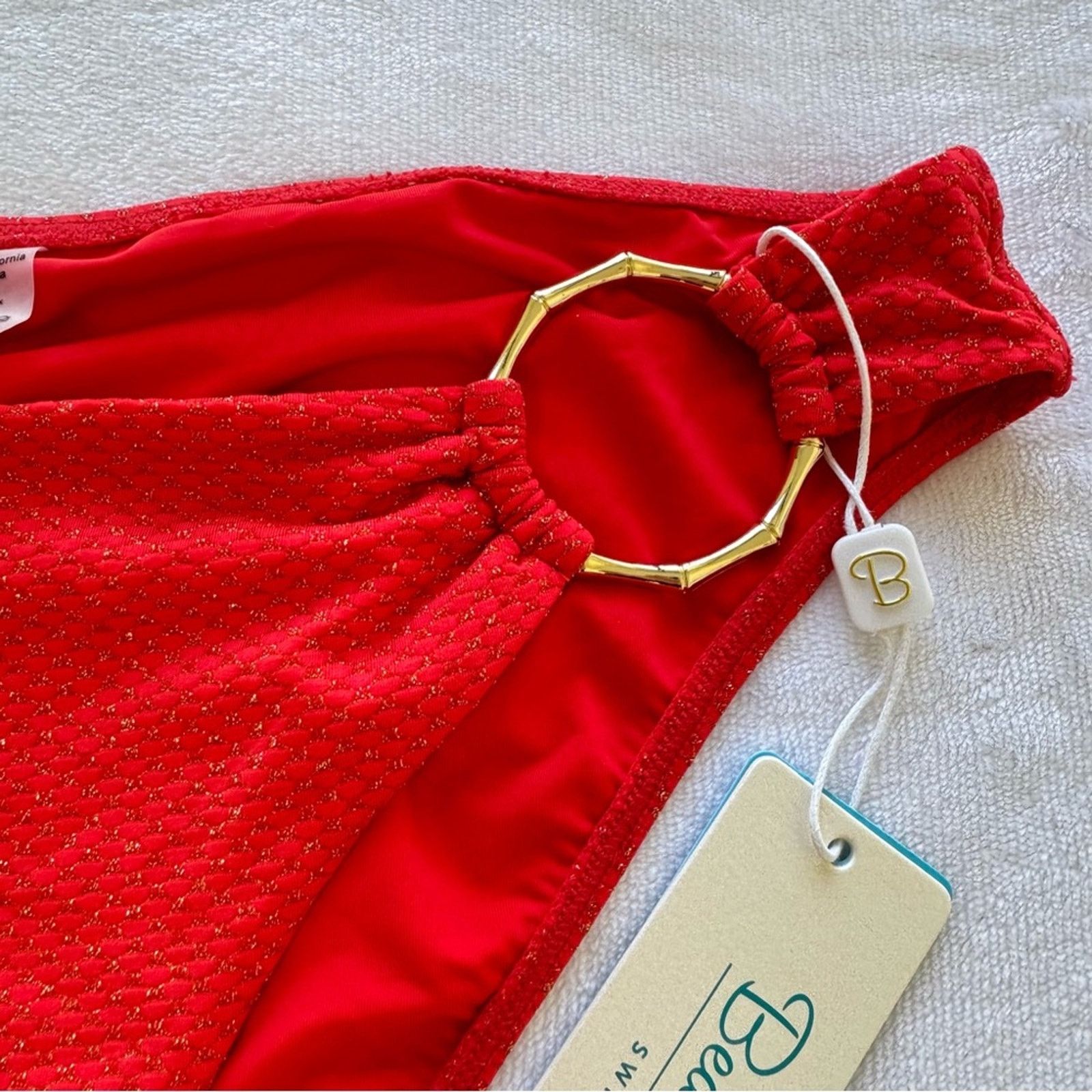 NBDN Nobrandedon NWT! Beach Bunny Red Shimmer Swim Bottom, Size XL Size XL / US 12-14 / IT 48-50 - 4 Thumbnail