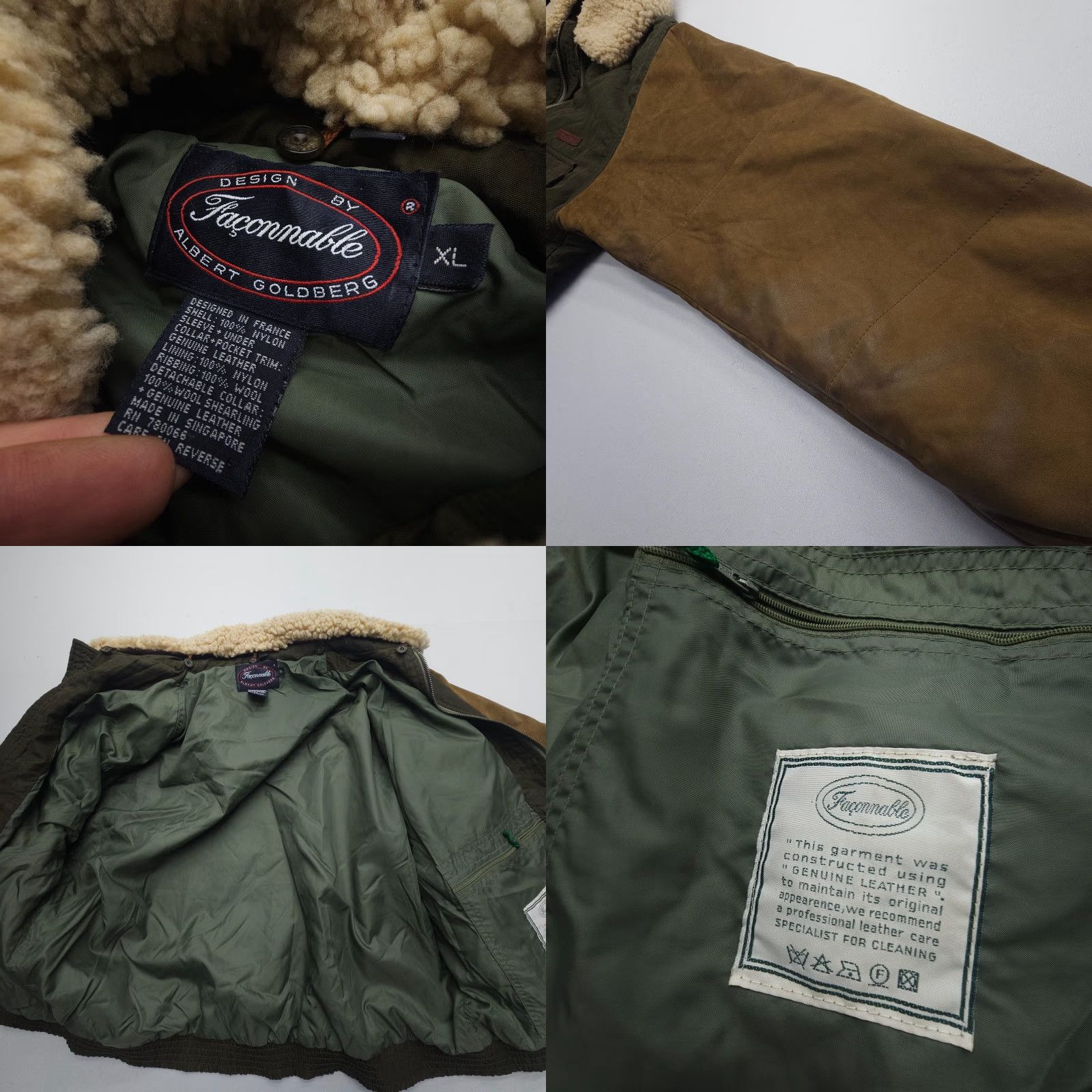 Faconnable VINTAGE Façonnable Flight Jacket Mens XL Blue Suede Nylon Bomber with Shearling Collar Full Zip Size US XL / EU 56 / 4 - 8 Thumbnail