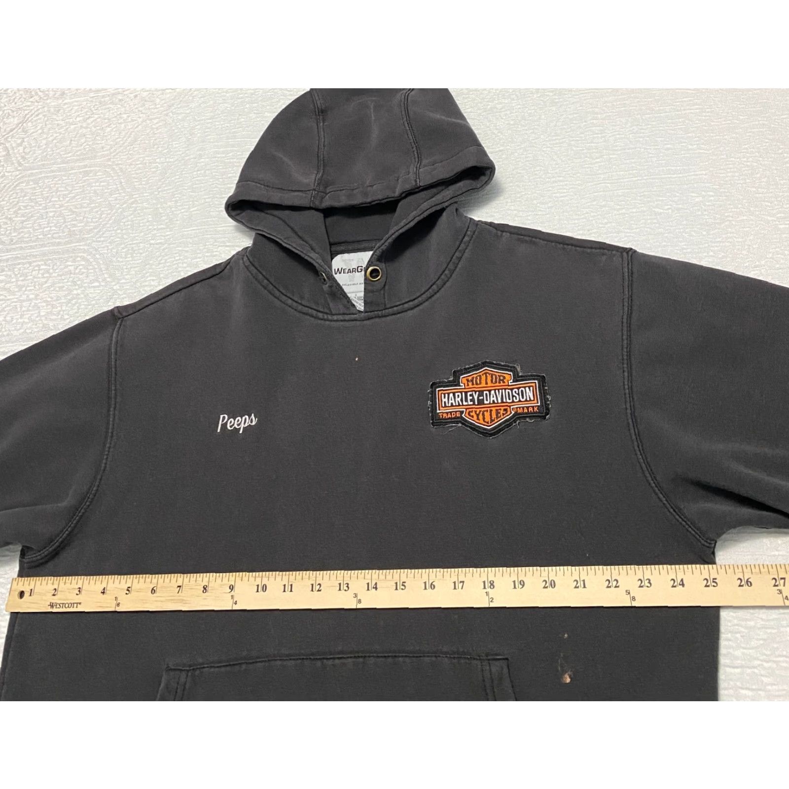 Harley Davidson VINTAGE Harley-Davidson Shop Mens L Pullover Hooded Sweatshirt Black Peeps Size US L / EU 52-54 / 3 - 8 Thumbnail