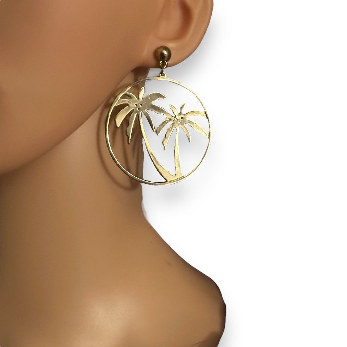 Other Gold tone palm tree hoop earrings Size ONE SIZE - 4 Thumbnail