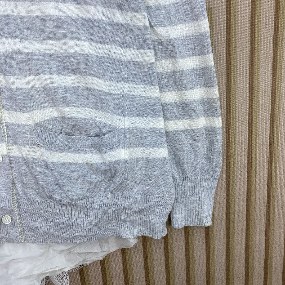 Japanese Brand 🫶 sacai luck Stripes Pattern back flare border cardigan Size US M / EU 48-50 / 2 - 13 Thumbnail