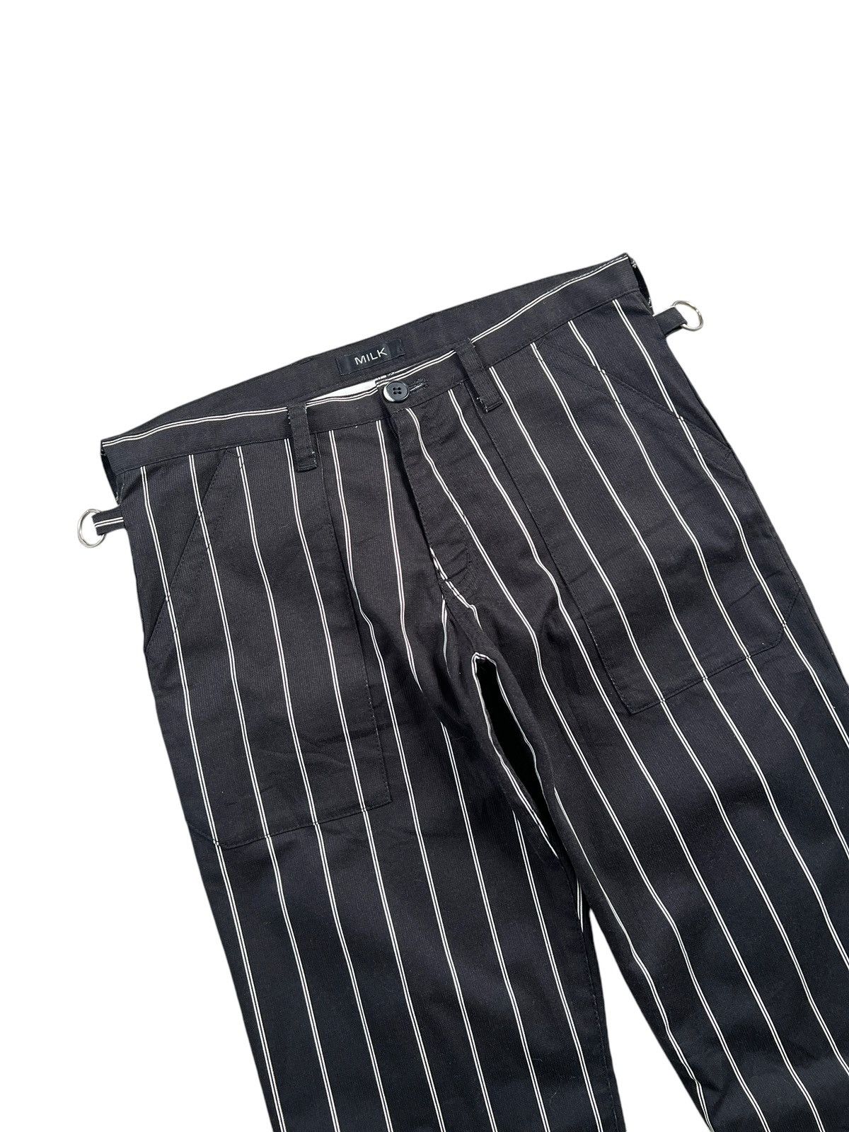 20471120 MILK 🇯🇵 Stripes Zipper Bondage Cropped Pants Size US 30 / EU 46 - 6 Thumbnail