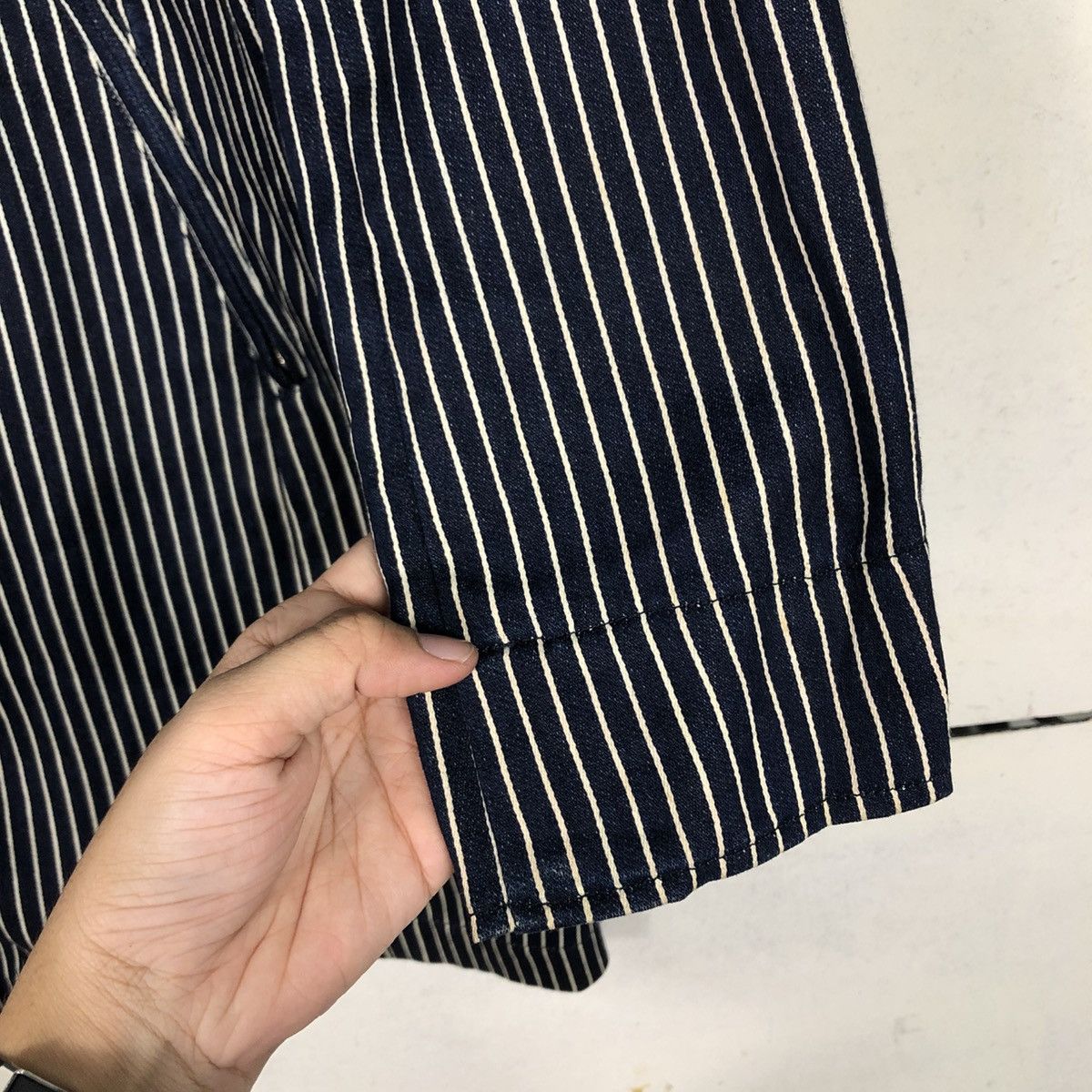 Indigo 📌Vintage Denim Indigo Striped Design Hickory B7 Issey Miyake Size US M / EU 48-50 / 2 - 17 Thumbnail