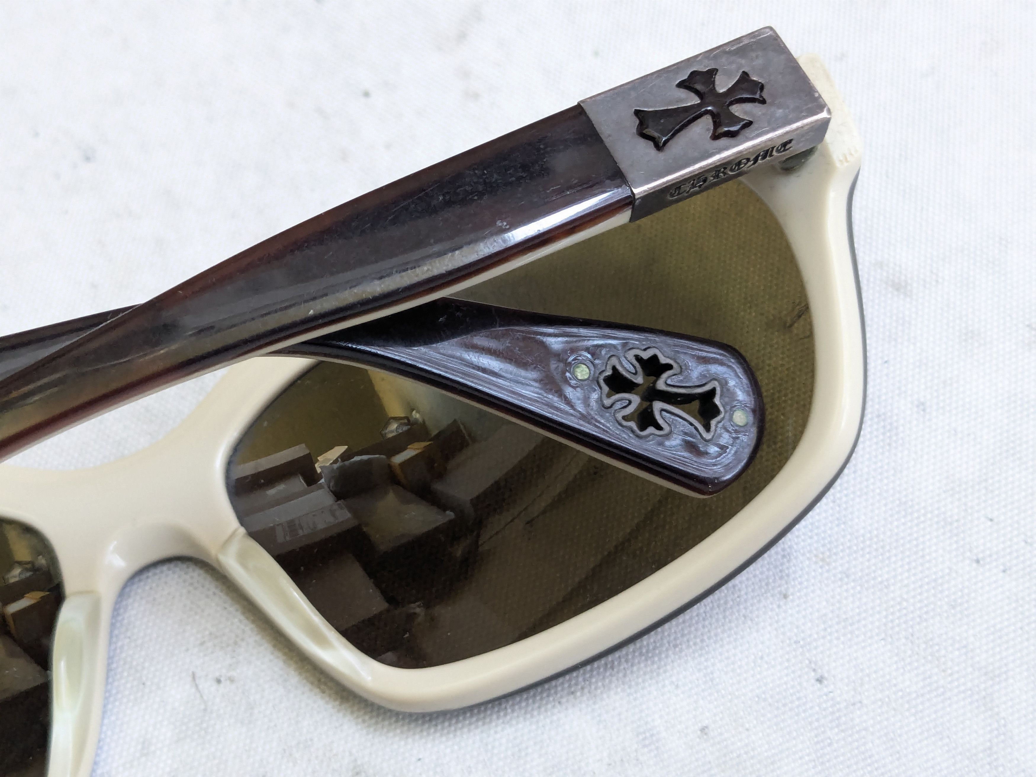 Chrome Hearts Chrome Hearts Sunglasses Injected Green Brown Cross Size ONE SIZE - 15 Thumbnail