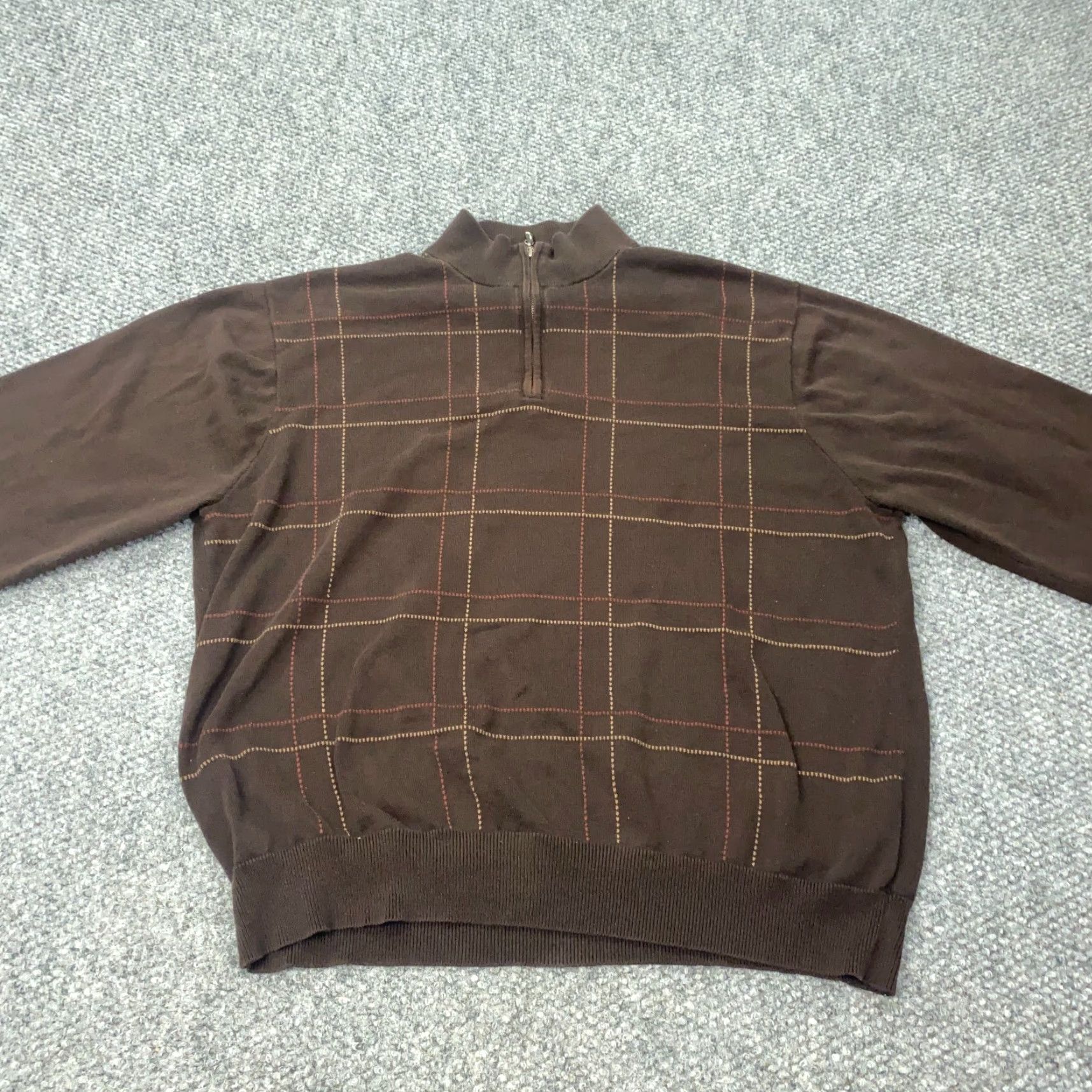 Talbots VINTAGE: No — Talbots Sweater Mens Large Brown 1/4 Zip Pullover Long Sleeve Pima Cotton Size US L / EU 52-54 / 3 - 2 Thumbnail