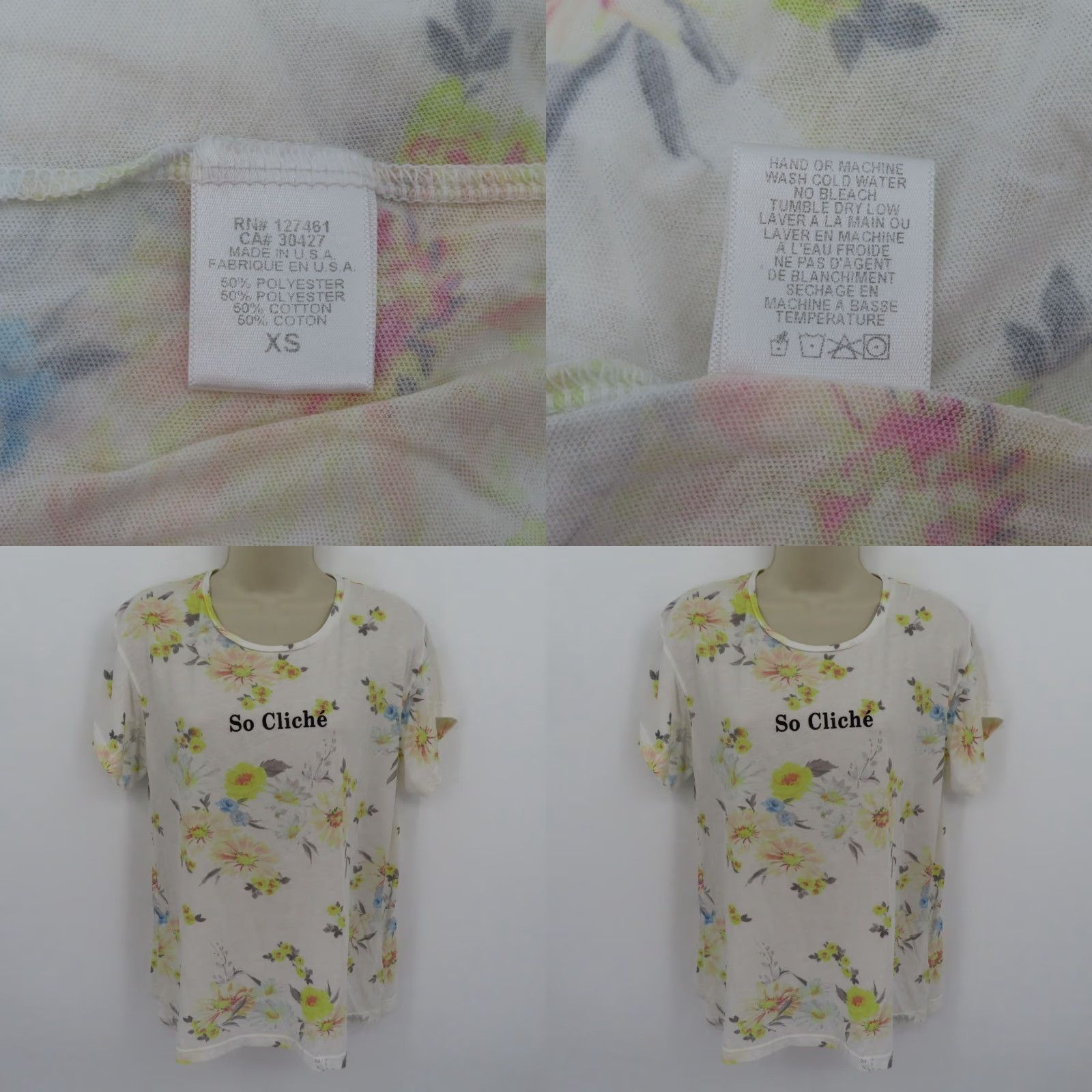 Wildfox Wildfox Shirt Women XS So Cliche Floral Rose Yellow Blue Top Size XS / US 0-2 / IT 36-38 - 8 Thumbnail
