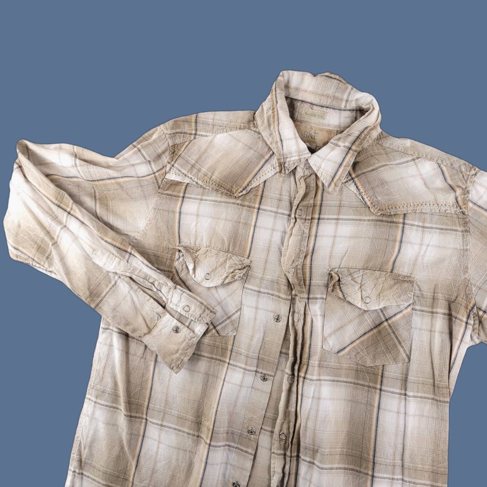 Vintage Buckle Shirt Mens Medium Brown Long Sleeve Button Snap Plaid Shirt Size US M / EU 48-50 / 2 - 1 Thumbnail