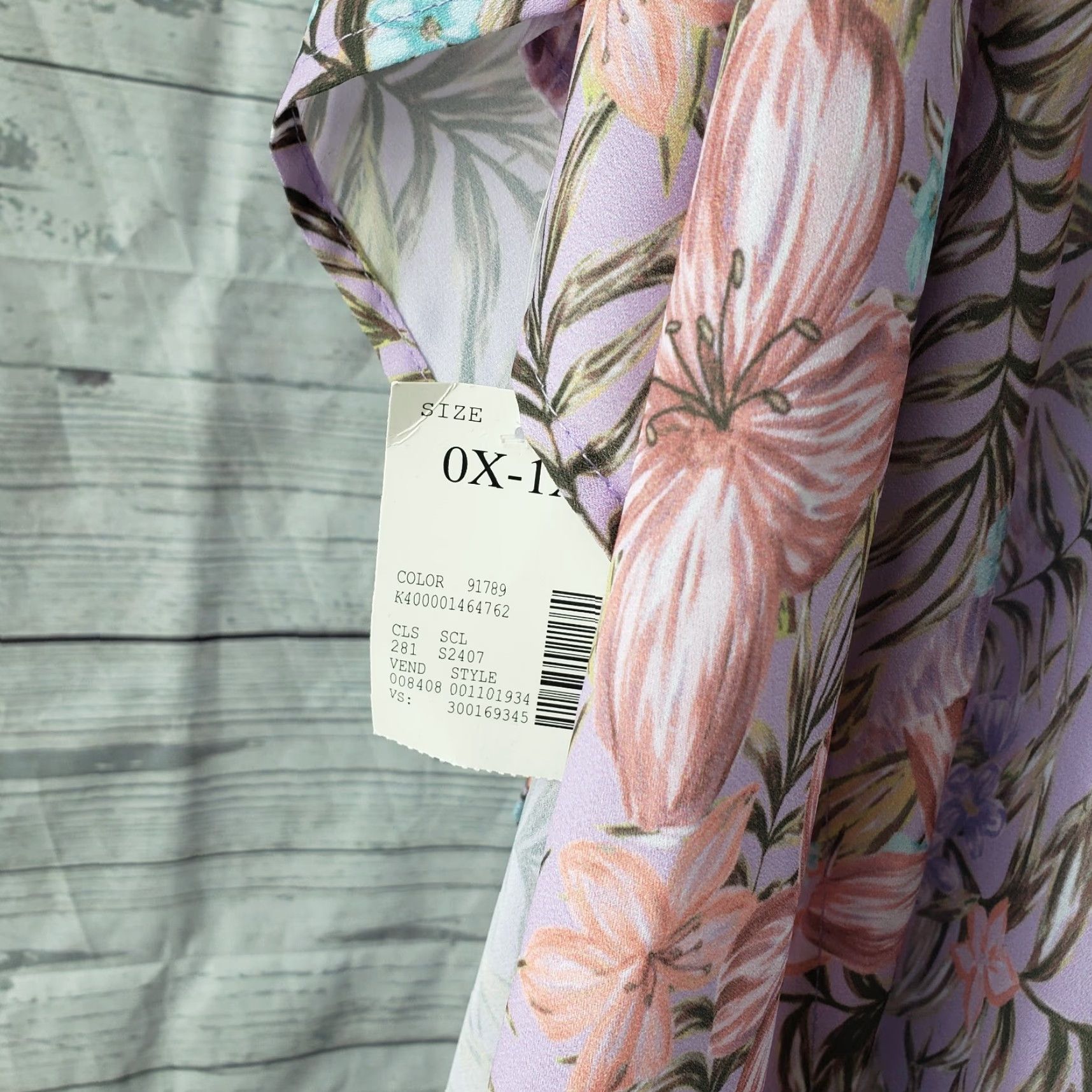 Vintage Catherines Kimono Womens Sz 0X-1X Purple Pink Floral Open Front Size XL / US 12-14 / IT 48-50 - 5 Thumbnail