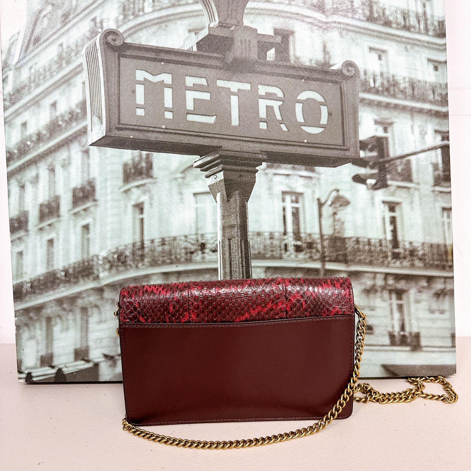 Coach Coach 79600 Callie Foldover Chain Clutch Blocked Snakeskin Size ONE SIZE - 2 Thumbnail