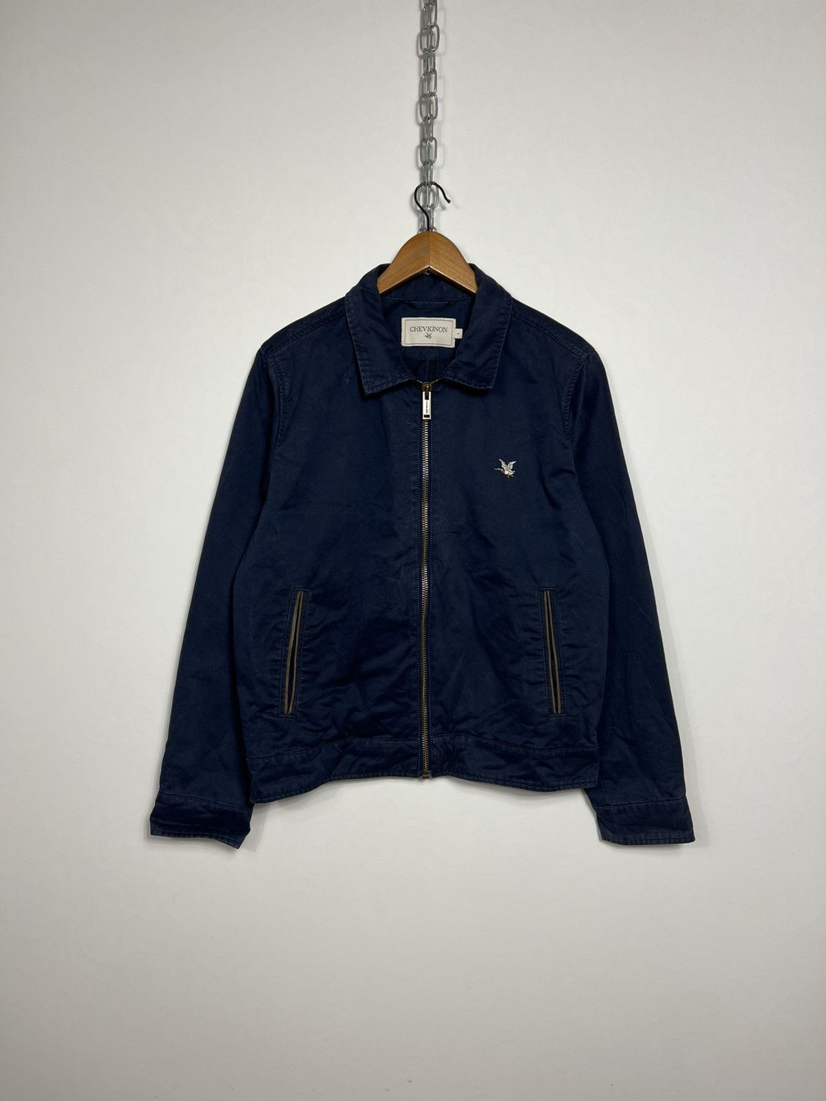 Vintage Chevignon Navy Classic Bomber Jacket Woth Duck Logo