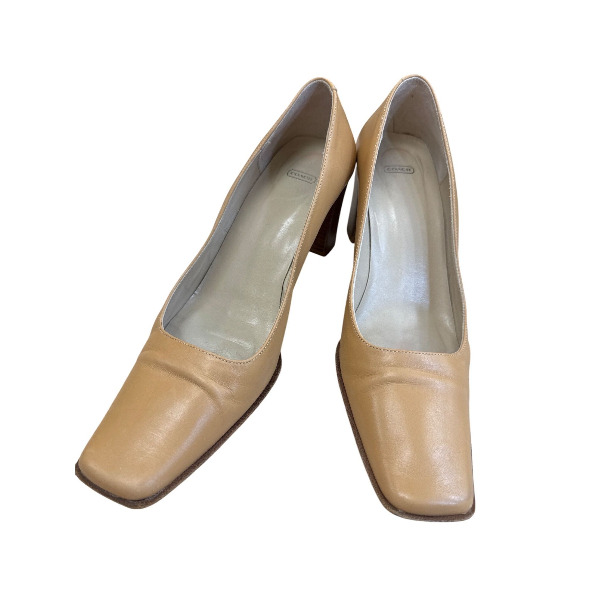 Coach Coach Malorie womens Vintage Tan Leather Square heels pumps Size US 8 / IT 38 - 11 Thumbnail