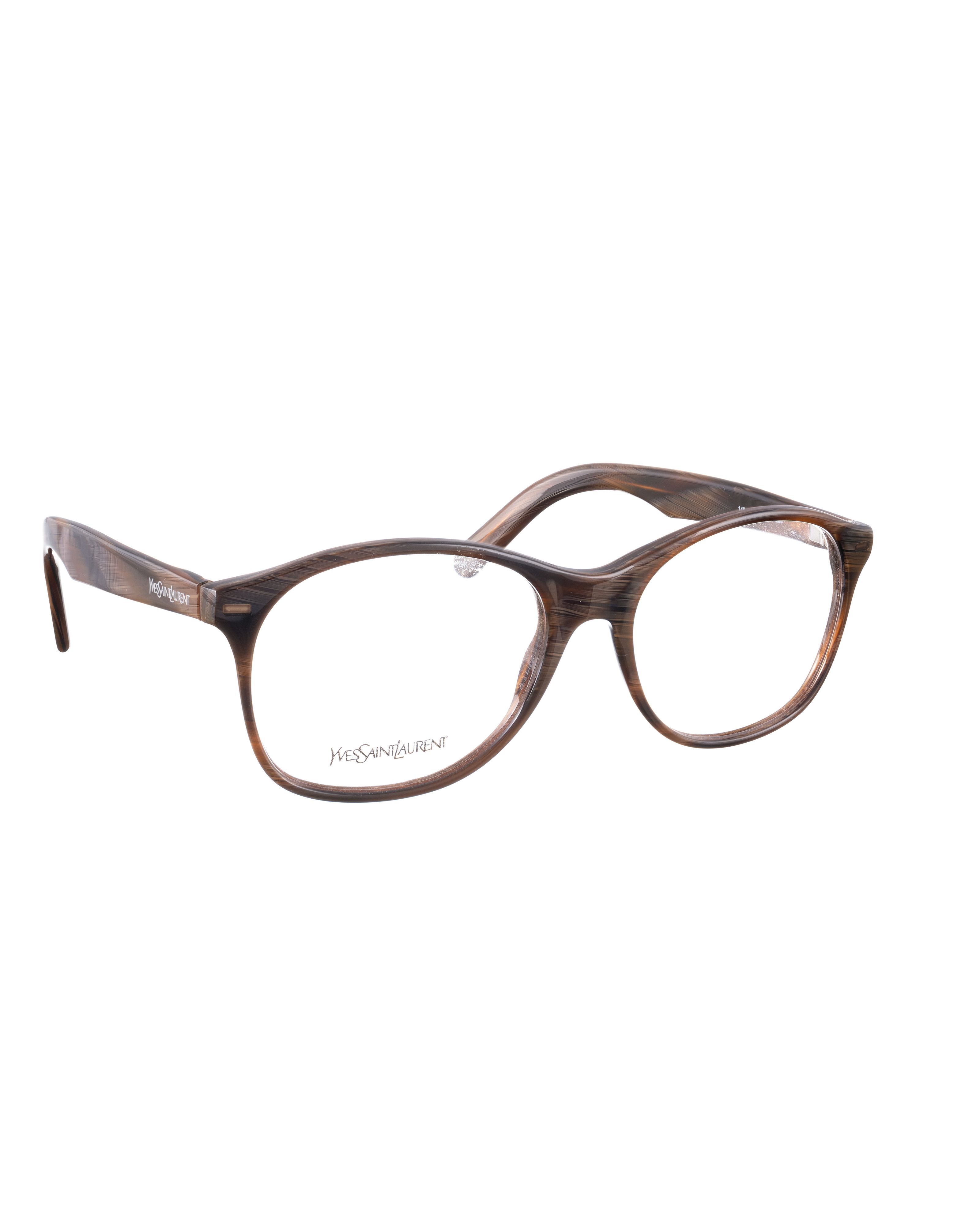 Yves Saint Laurent Yves Saint Laurent 00s Brown Wooden Print Oval Glasses Size ONE SIZE - 1 Thumbnail