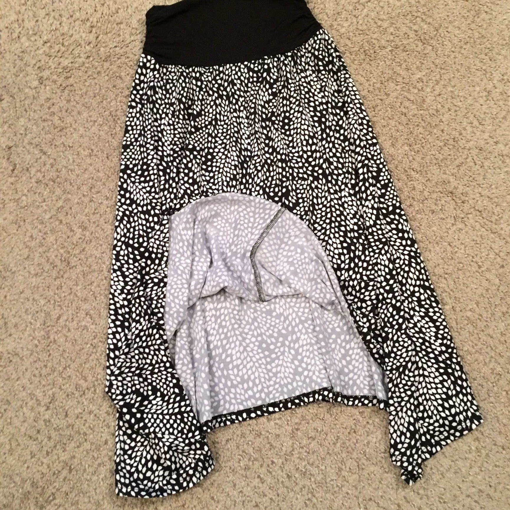 Apt. 9 Apt 9 Skirt PM Black White Floral Knee Length Pull On Elastic Waist Flare Womens Regular Size 32" / US 10 / IT 46 - 7 Thumbnail