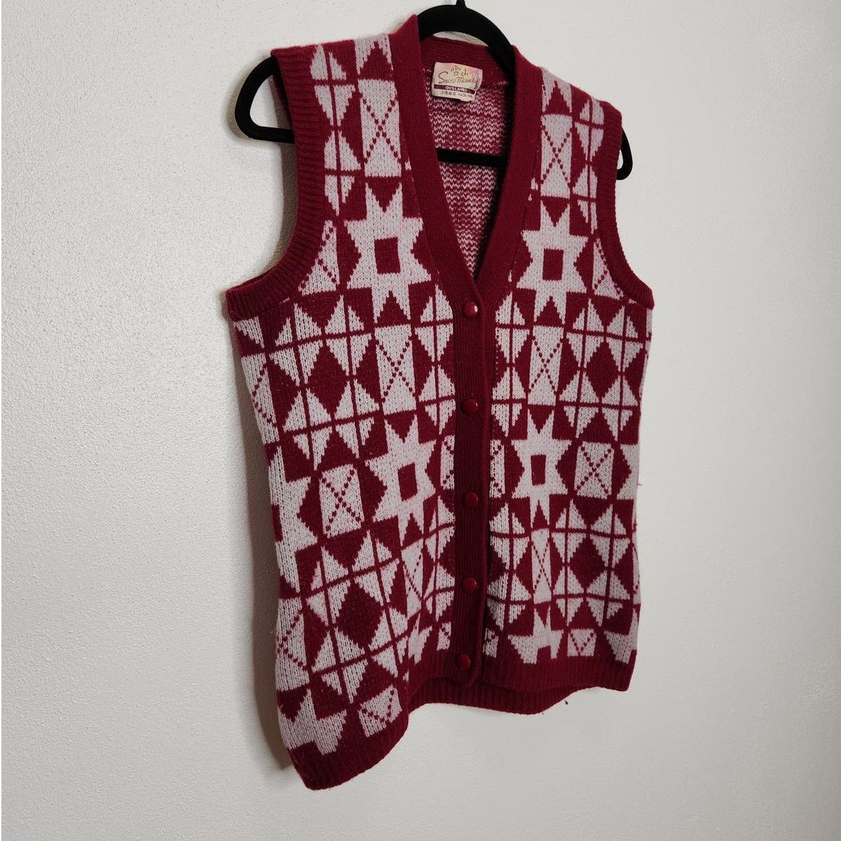 Vintage Vintage 70s Wool Snow Mountain Vest Nordic Abstract Art Size US M / EU 48-50 / 2 - 4 Thumbnail