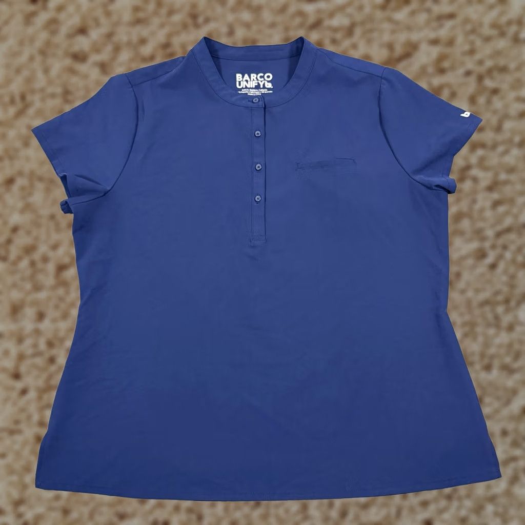 Vintage Barco Unify Scrub Top Women's XL Navy Blue Button-Front Collar Tuck-In Size XL / US 12-14 / IT 48-50 - 1 Thumbnail