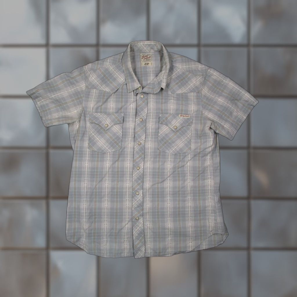 Lucky Brand Lucky Brand Shirt Men Large Gray Plaid Button-Up Western Pearl Snaps Rancher Size US L / EU 52-54 / 3 - 1 Thumbnail