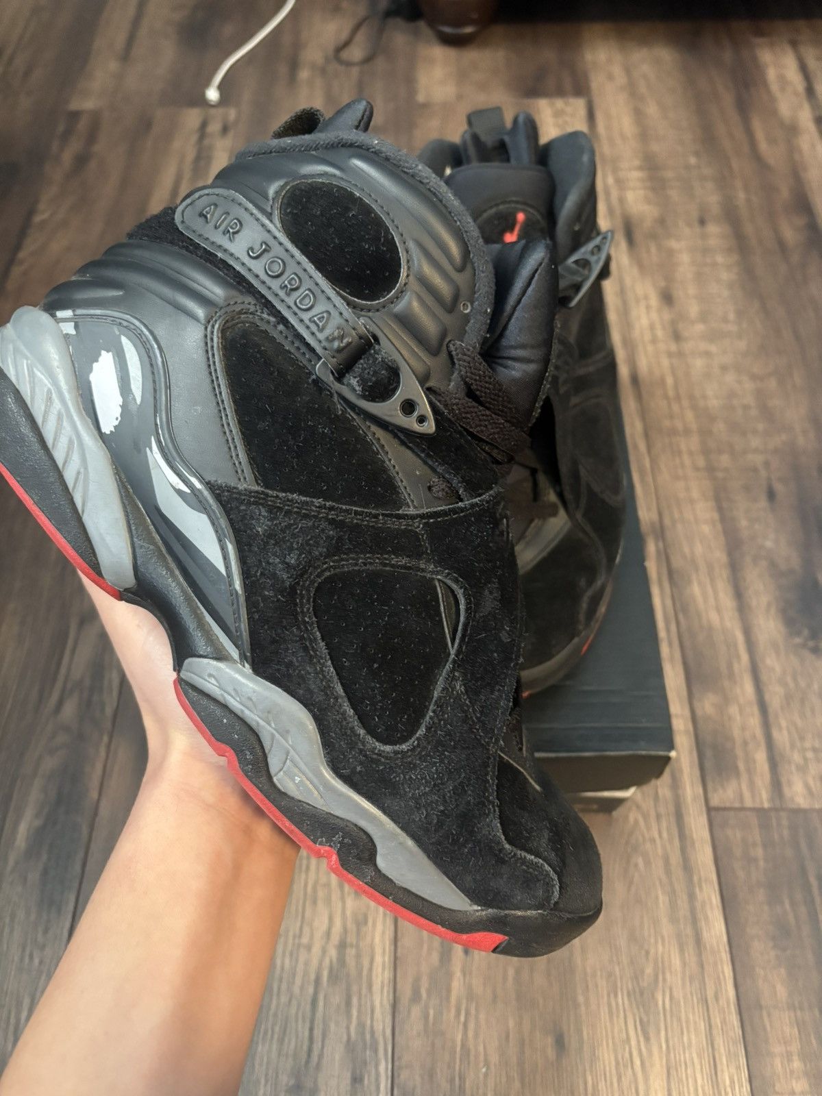 Jordan Brand × Nike Size 10 - Jordan 8 Retro Bred Cement Black Red Grey Size US 10 / EU 43 - 2 Thumbnail