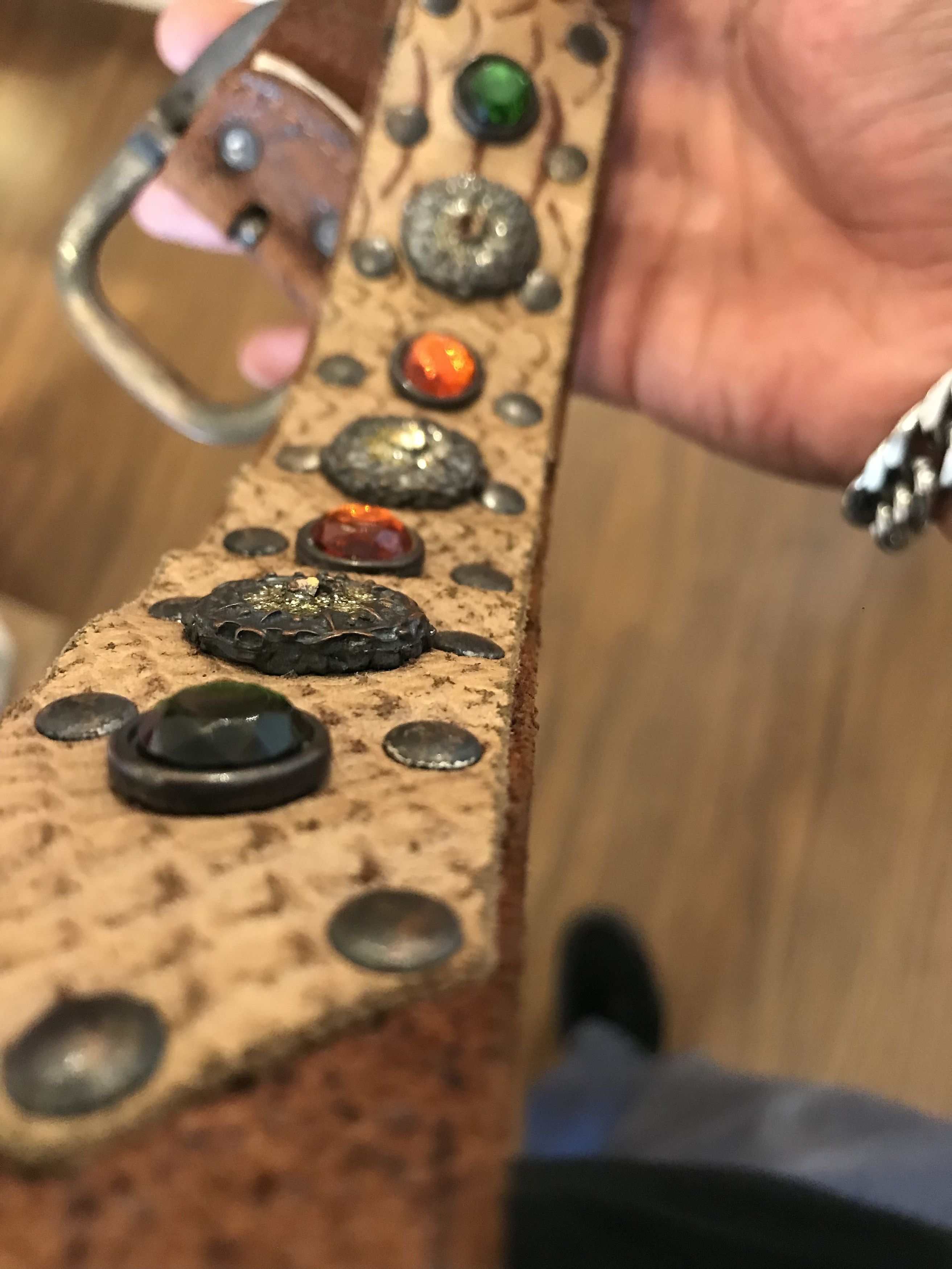 Hollywood Trading Company Vintage Studded leather belt Size 38 - 10 Thumbnail