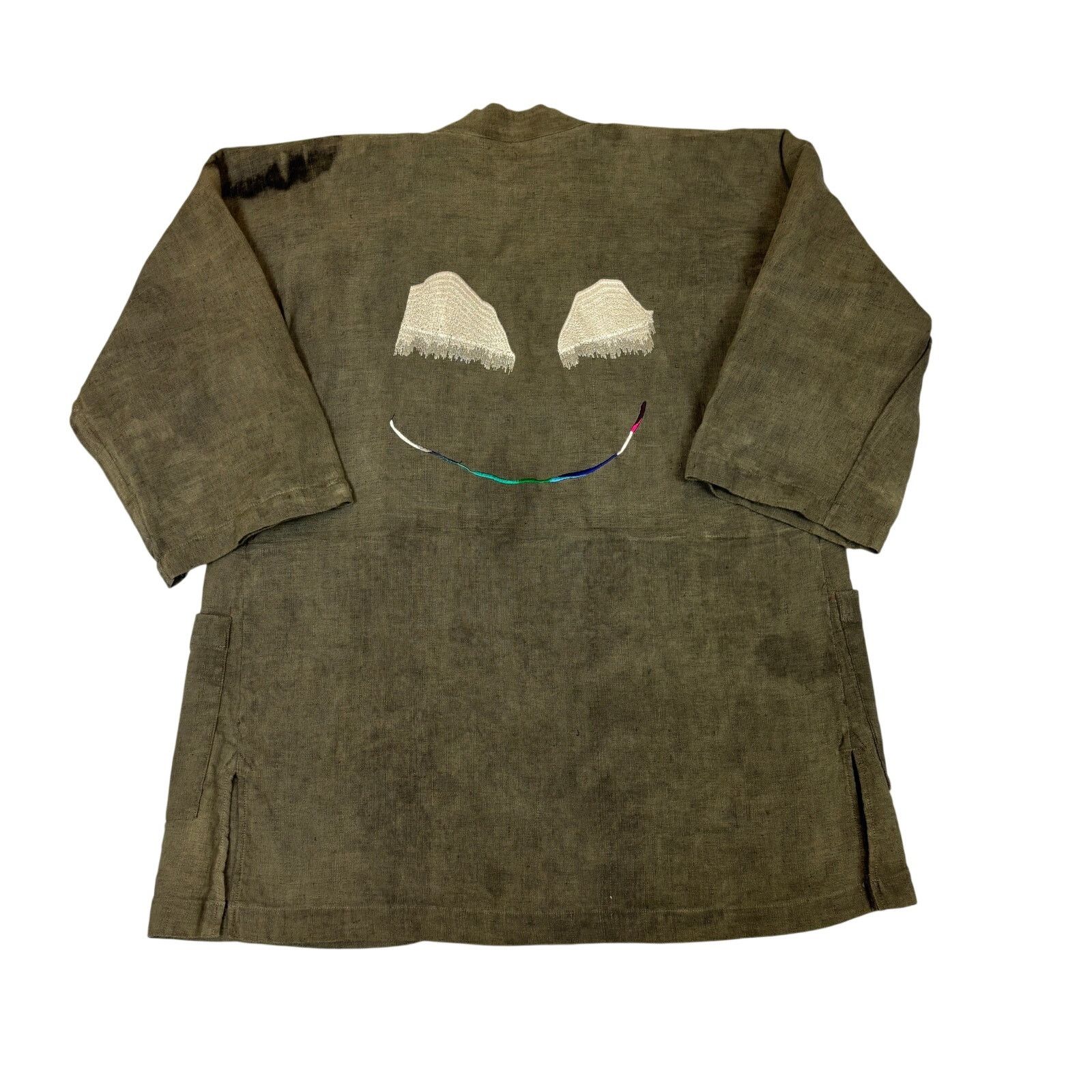 Rare Alice Waese Smile Kimono Linen Hand Dyed Natural Black