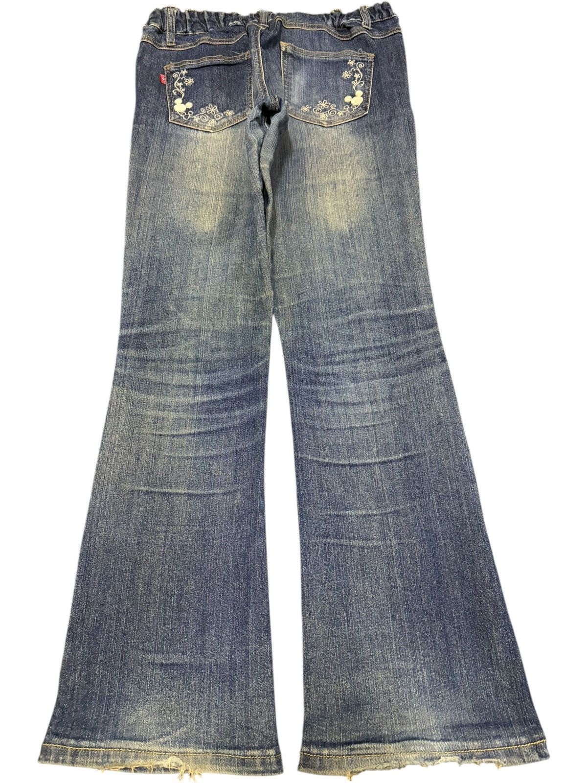 Disney Vintage Disney Embroidered Mud Wash Distressed Flare Jeans Size 28" / US 6 / IT 42 - 2 Thumbnail