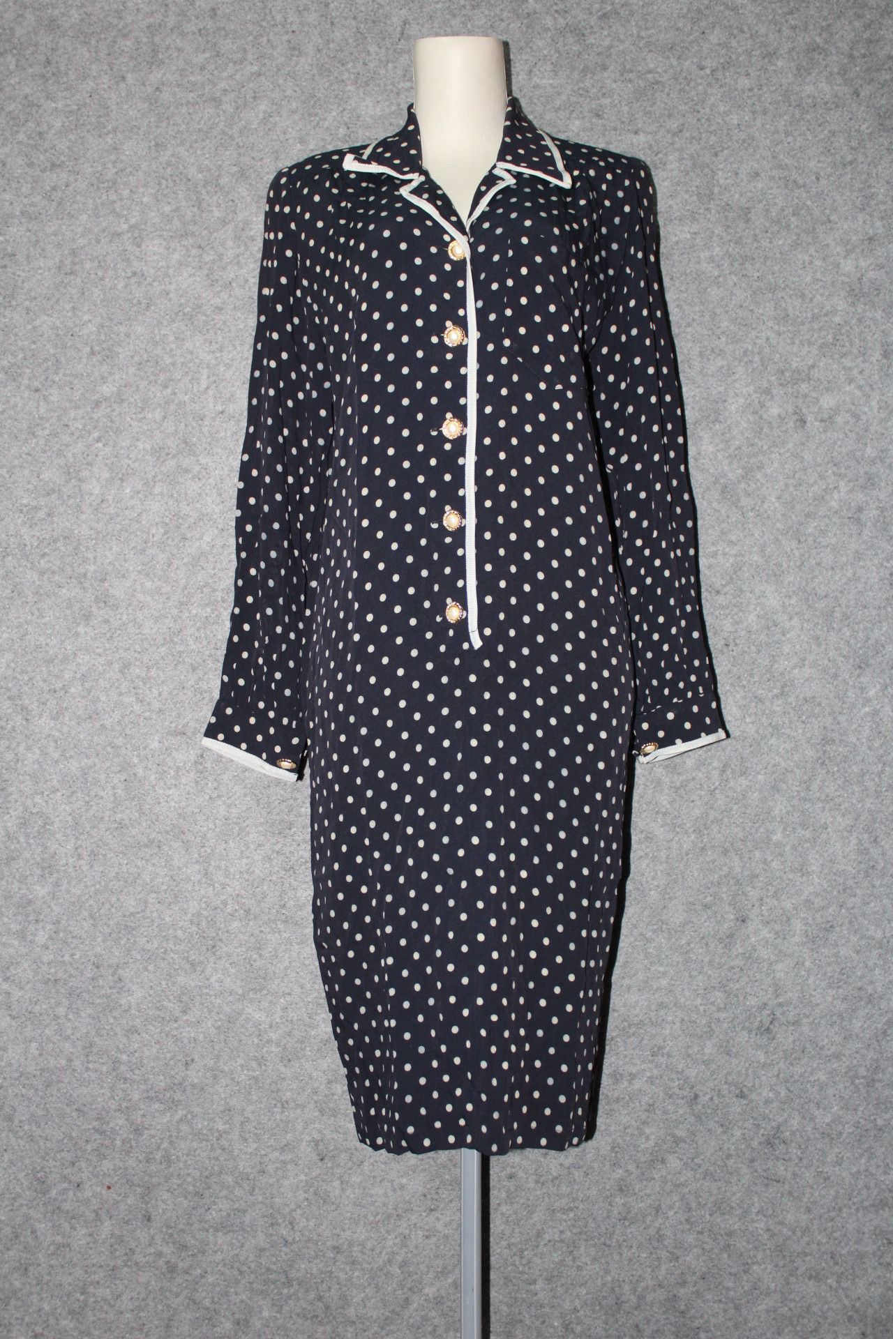 Vintage Luisa Spagnoli Vintage 80s/90s Polka Dot Secretary Dress Size S / US 4 / IT 40 - 4 Thumbnail