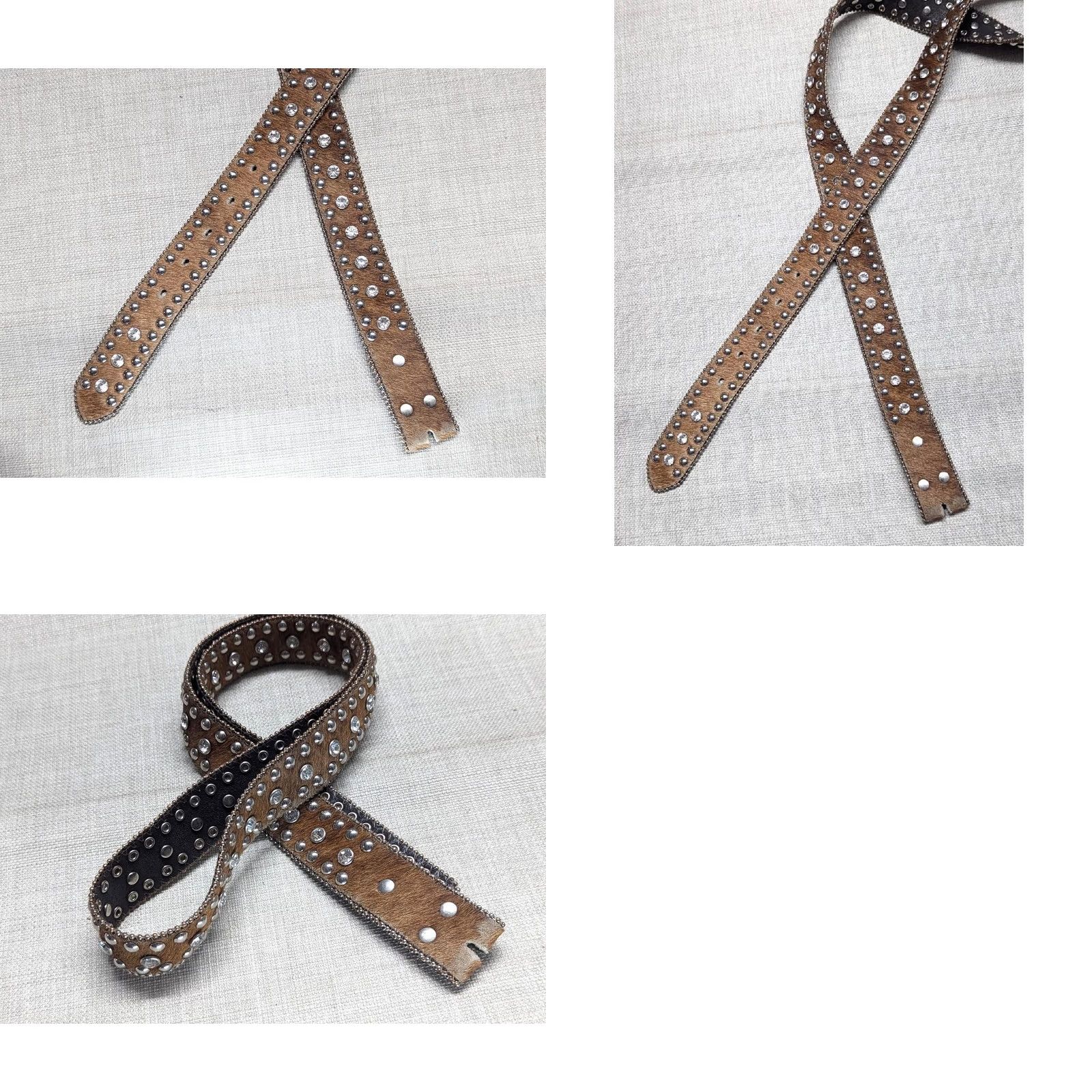 Vintage VINTAGE Nocona belt Western Belt Mens 40 Brown Leather Studded Rhinestone Buckle 1-3/8" Hairy Face Western Theme Decade Y2K Size 40 - 8 Thumbnail