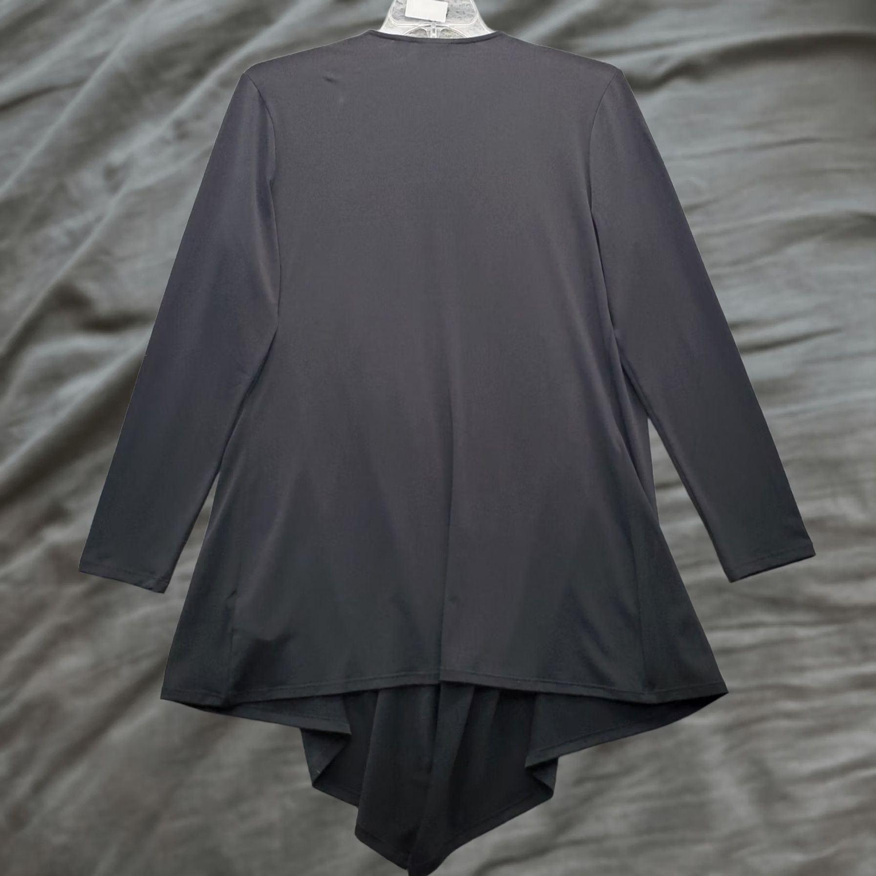 Vintage Tribal Womens Cardigan Black Solid Stretch Open Front Drape Long Sleeve Size L Size L / US 10 / IT 46 - 1 Thumbnail