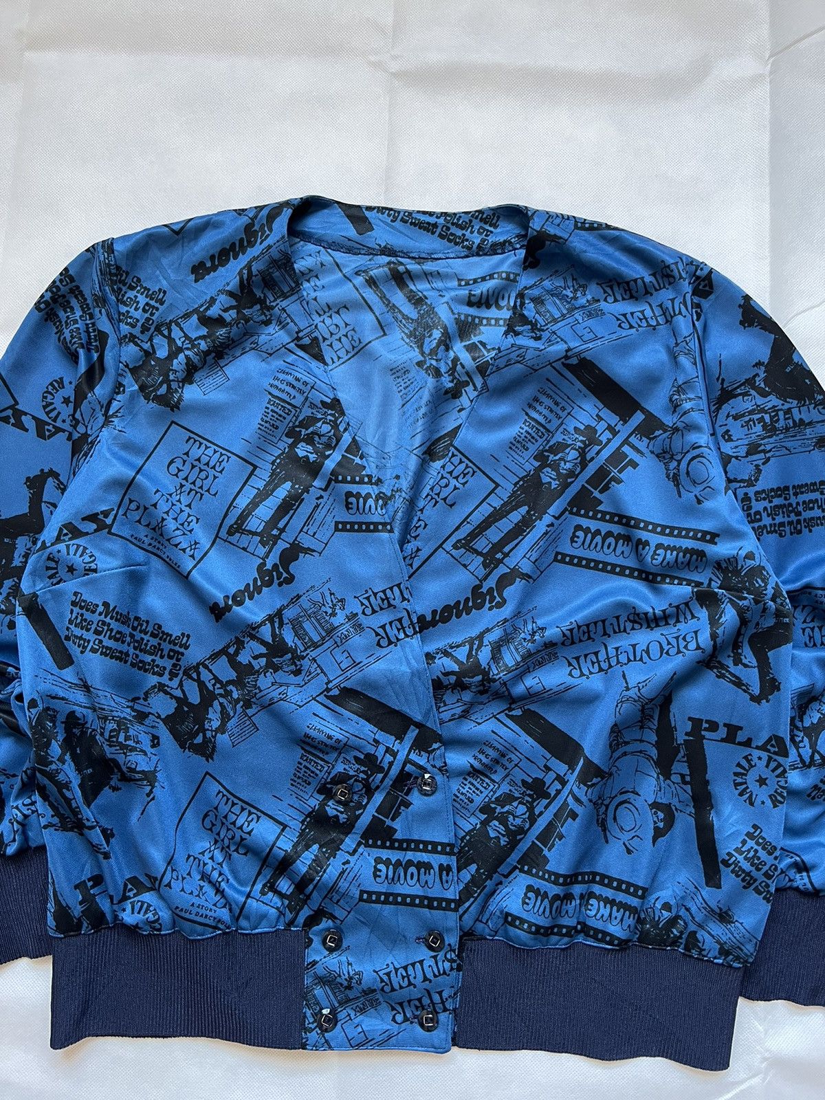 Japanese Brand Vintage Full Print Silk Cardigan Kurt Cobain Style Size US M / EU 48-50 / 2 - 8 Thumbnail