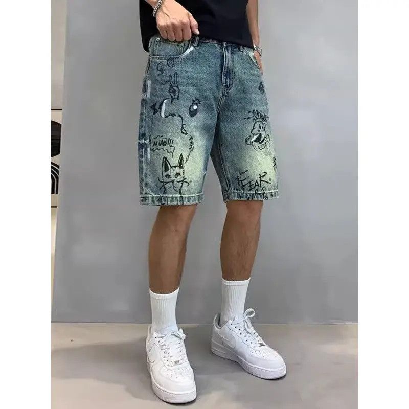 Japanese Brand × Jean Retro graffiti printed denim shorts Size US 32 / EU 48 - 3 Thumbnail