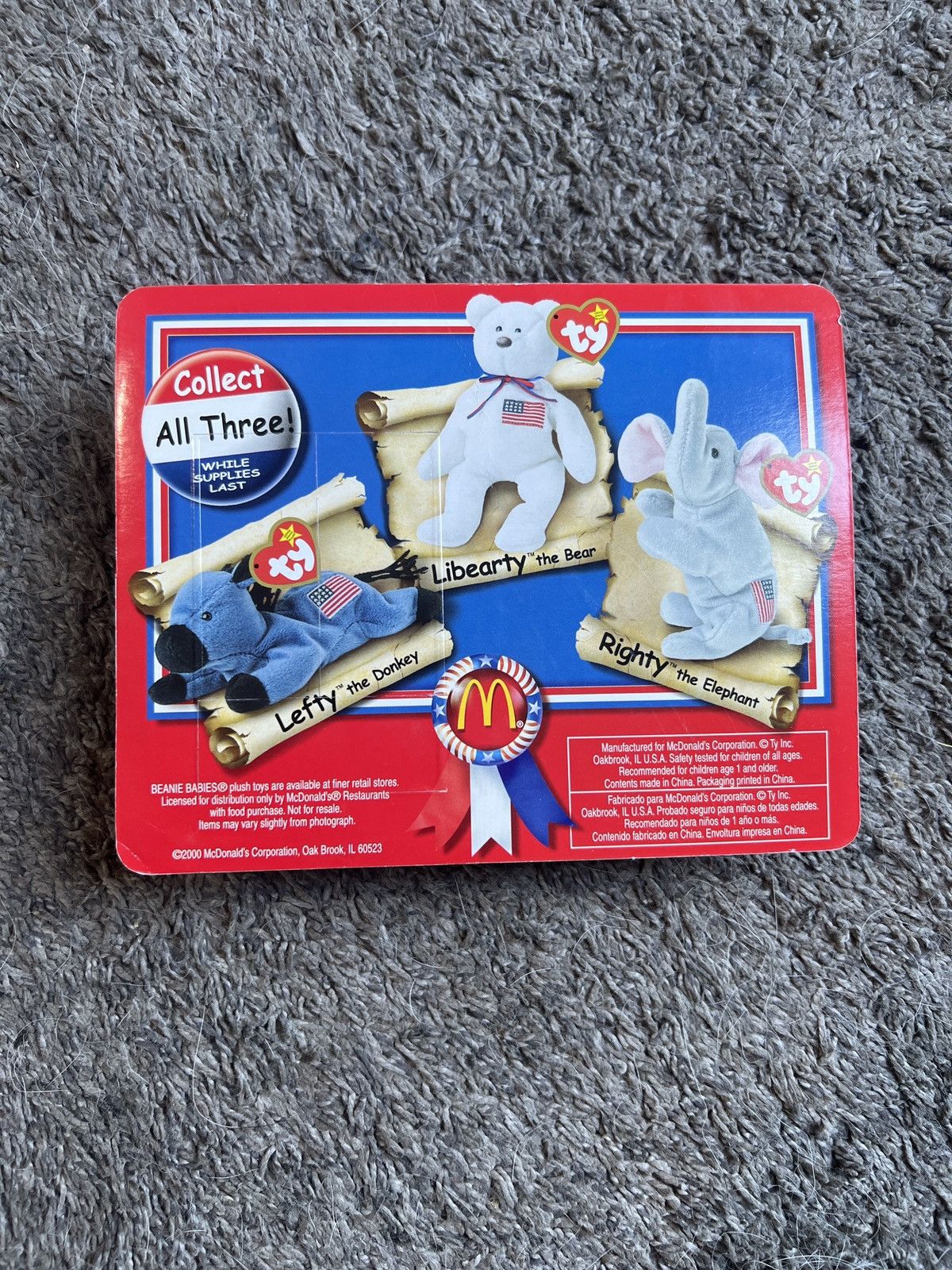 Vintage 2000 McDonald’s Ty Libearty The Bear Teenie Beanie Baby Size ONE SIZE - 2 Thumbnail