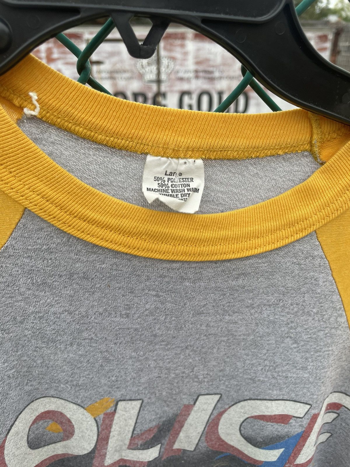 Band Tees × Vintage The Police 1983 Synchonicity Tour Raglan Grey & Yellow Size US M / EU 48-50 / 2 - 3 Thumbnail