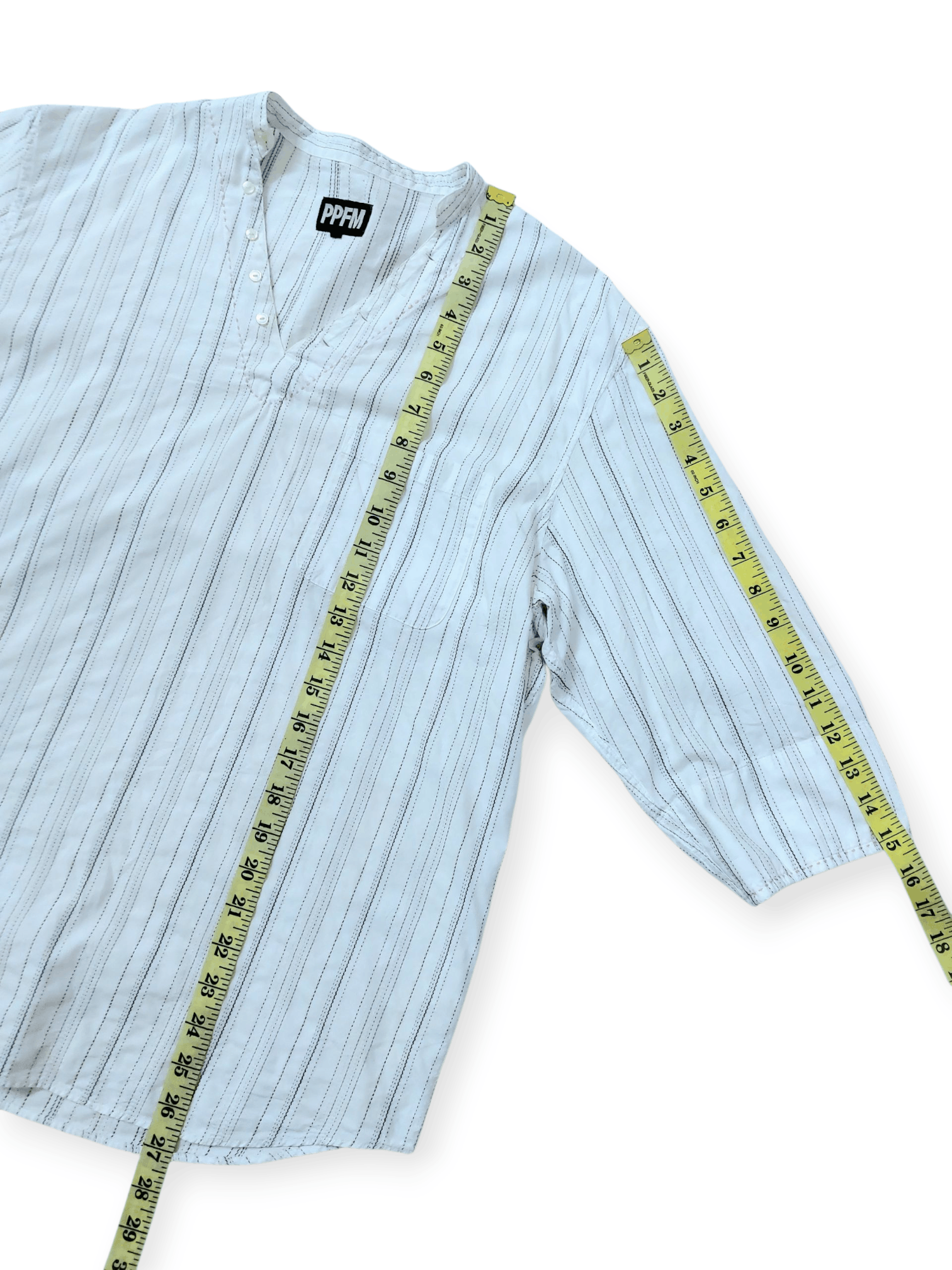 PPFM PPFM Striped V-neck Relaxed Cotton Shirts Size US M / EU 48-50 / 2 - 11 Thumbnail